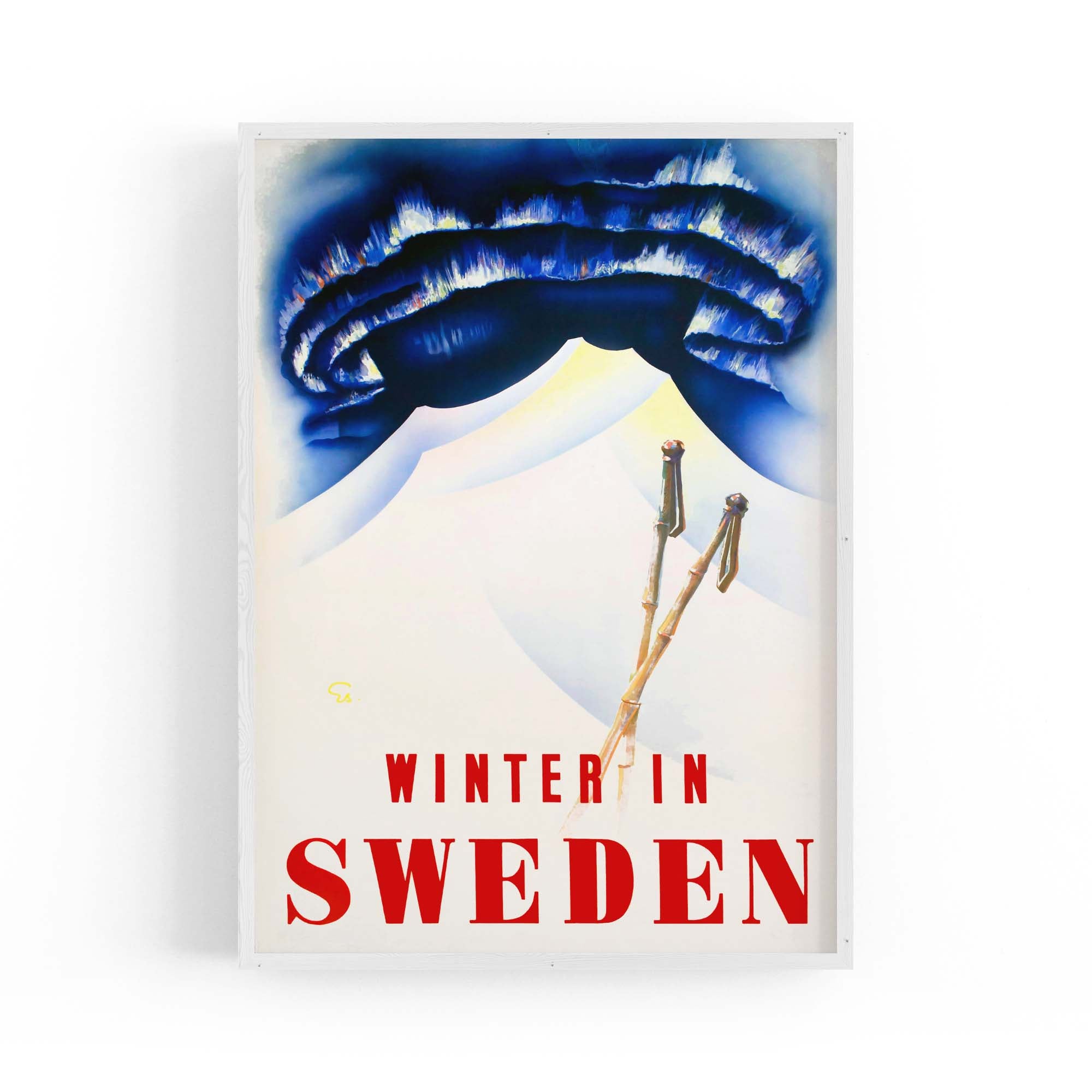 Winter In Sweden Vintage Travel Advert Wall Art