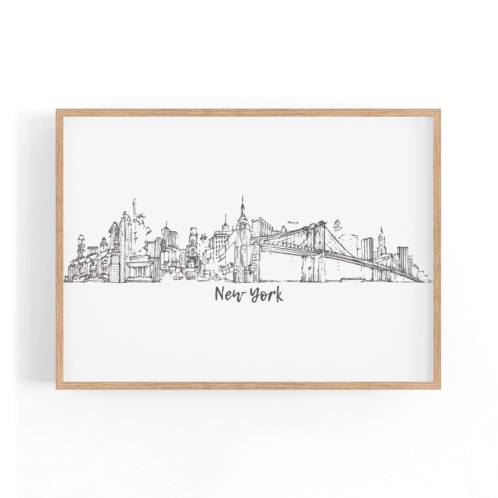 New York Cityscape Drawing Minimal Wall Art