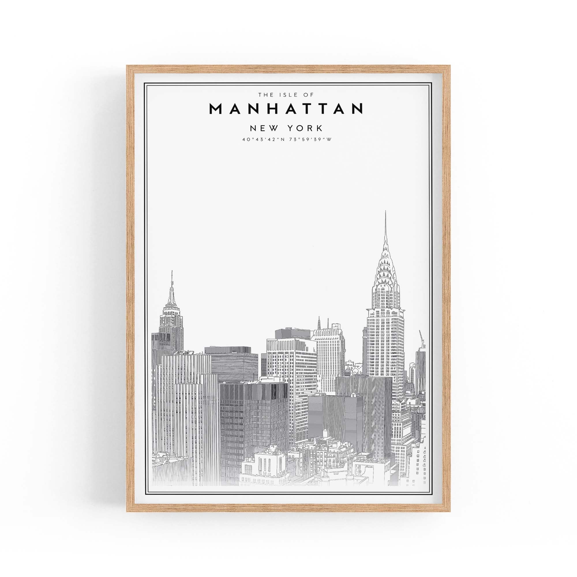 Minimal Manhattan Skyline New York Wall Art