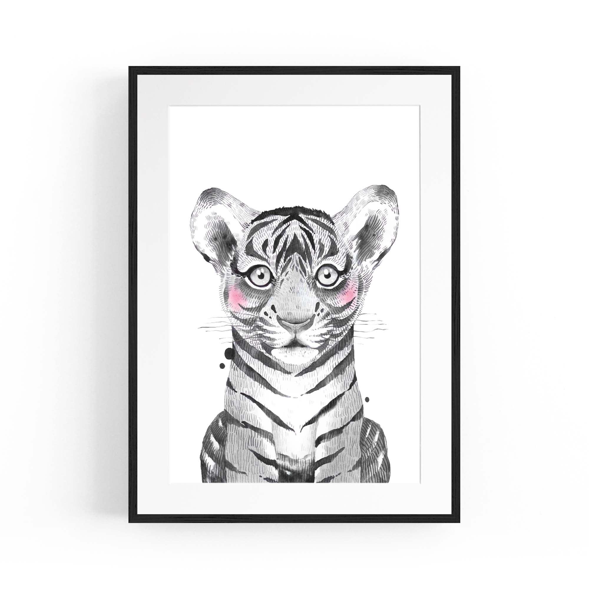 Cute Blushing Baby Tiger Nursery Animal Wall Art