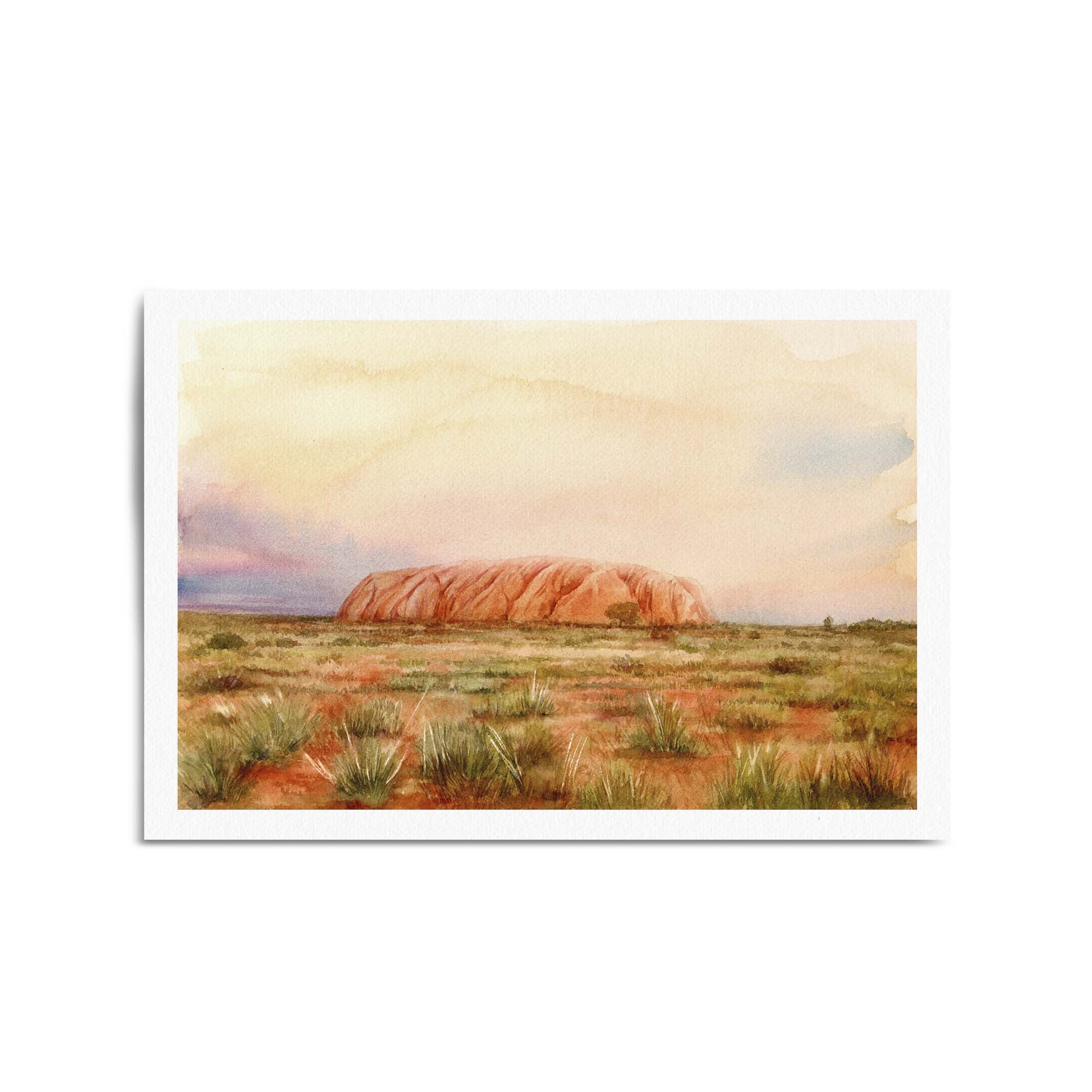 Uluru Watercolour Painting Australian Wall Art