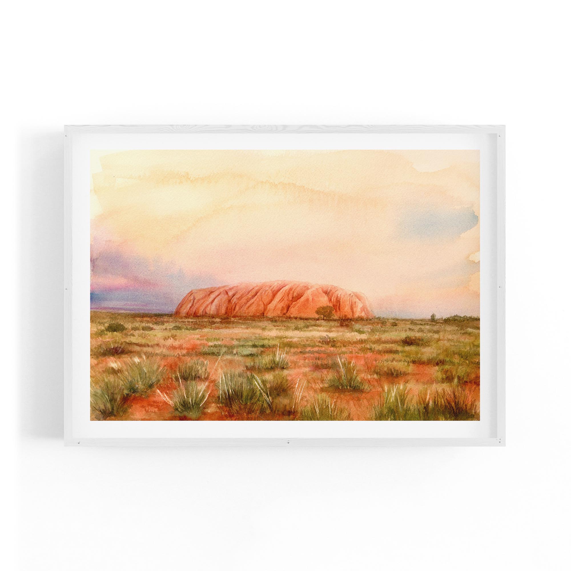 Uluru Watercolour Painting Australian Wall Art
