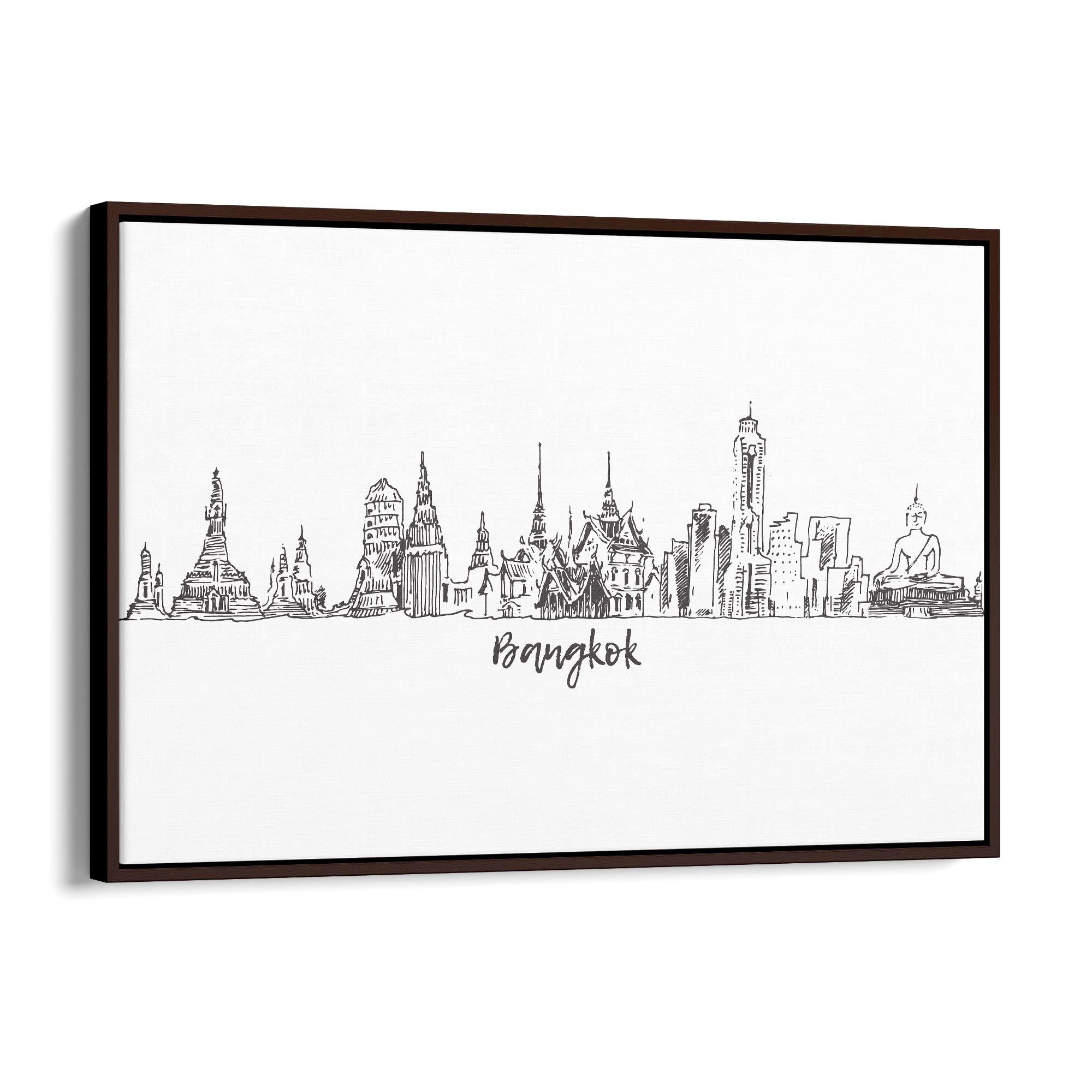 Bangkok Thailand Drawing Minimal Travel Wall Art