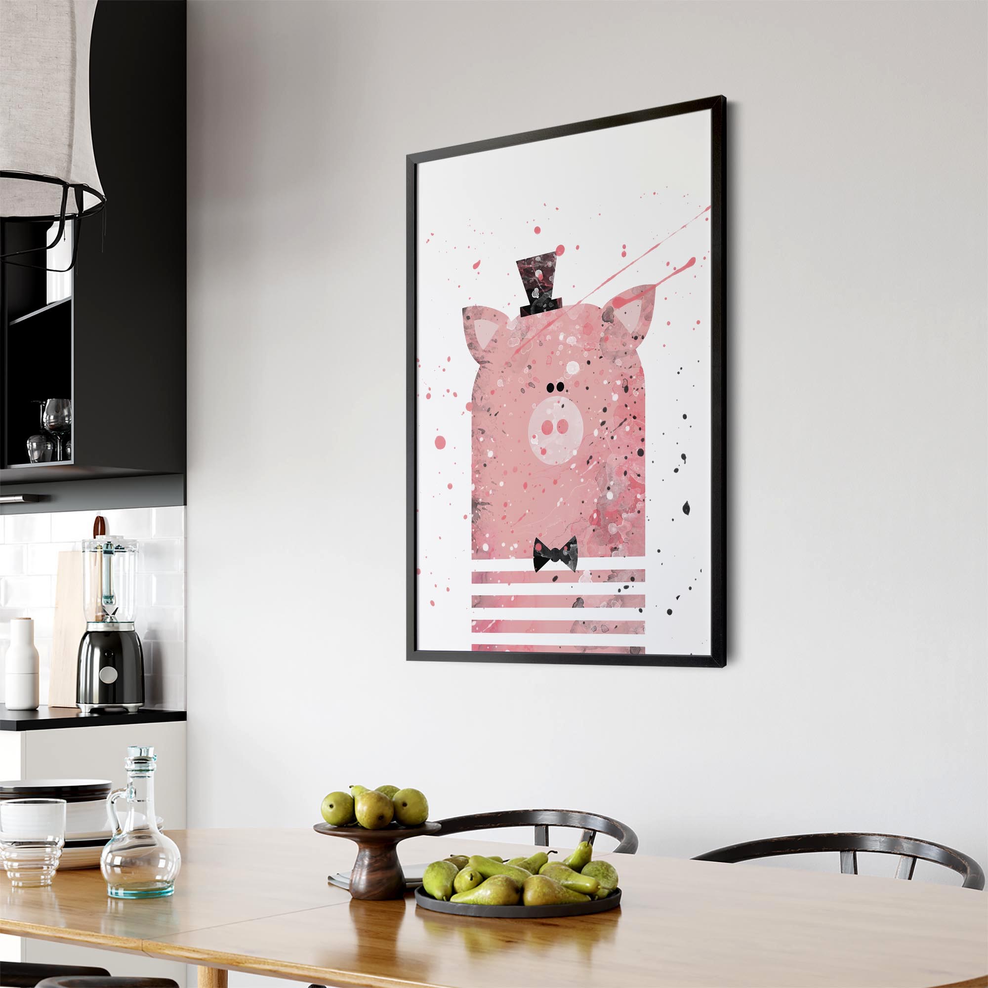 Pink Pig Nursery Cartoon Cute Animal Baby Wall Art