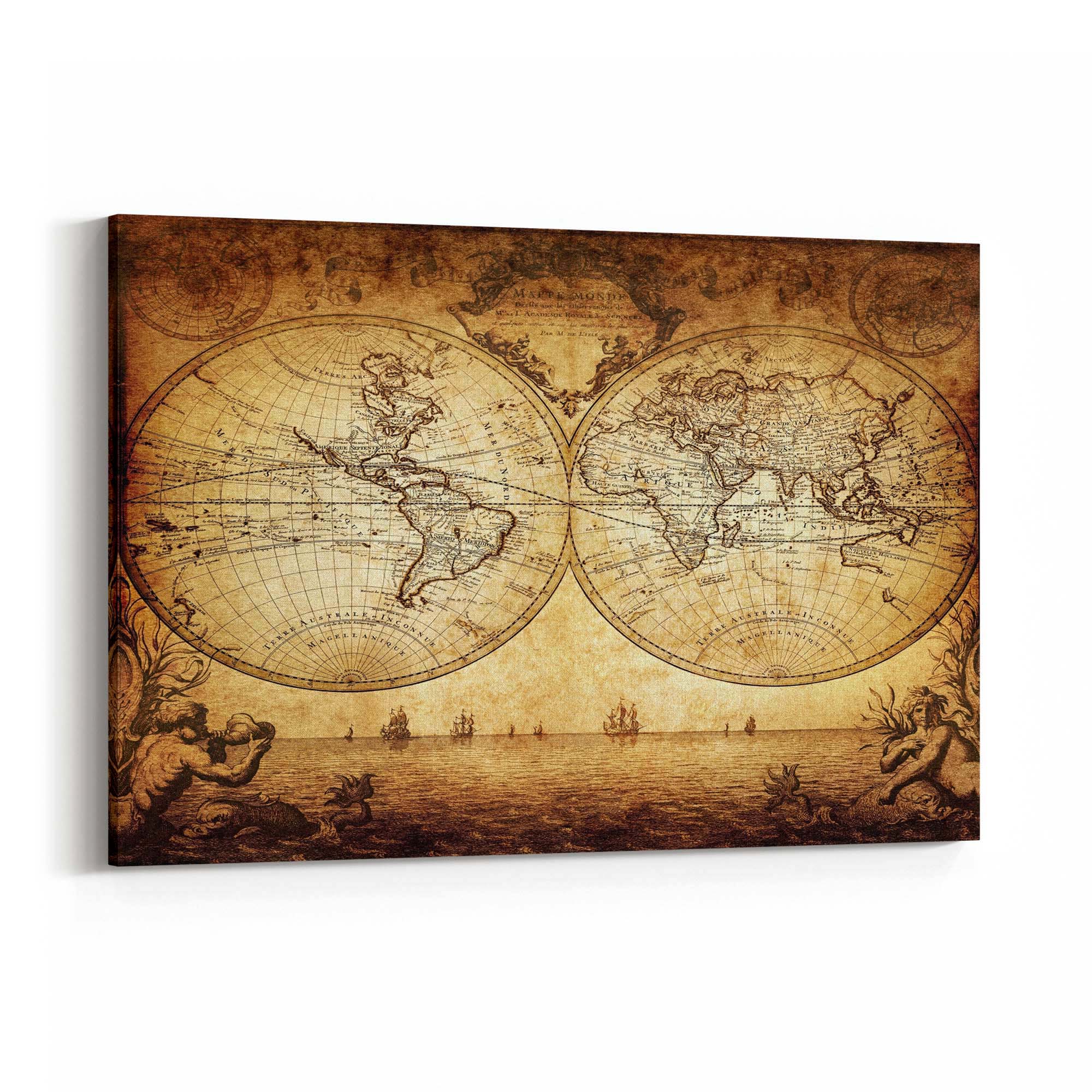 Vintage World Map Old Wall Art #4