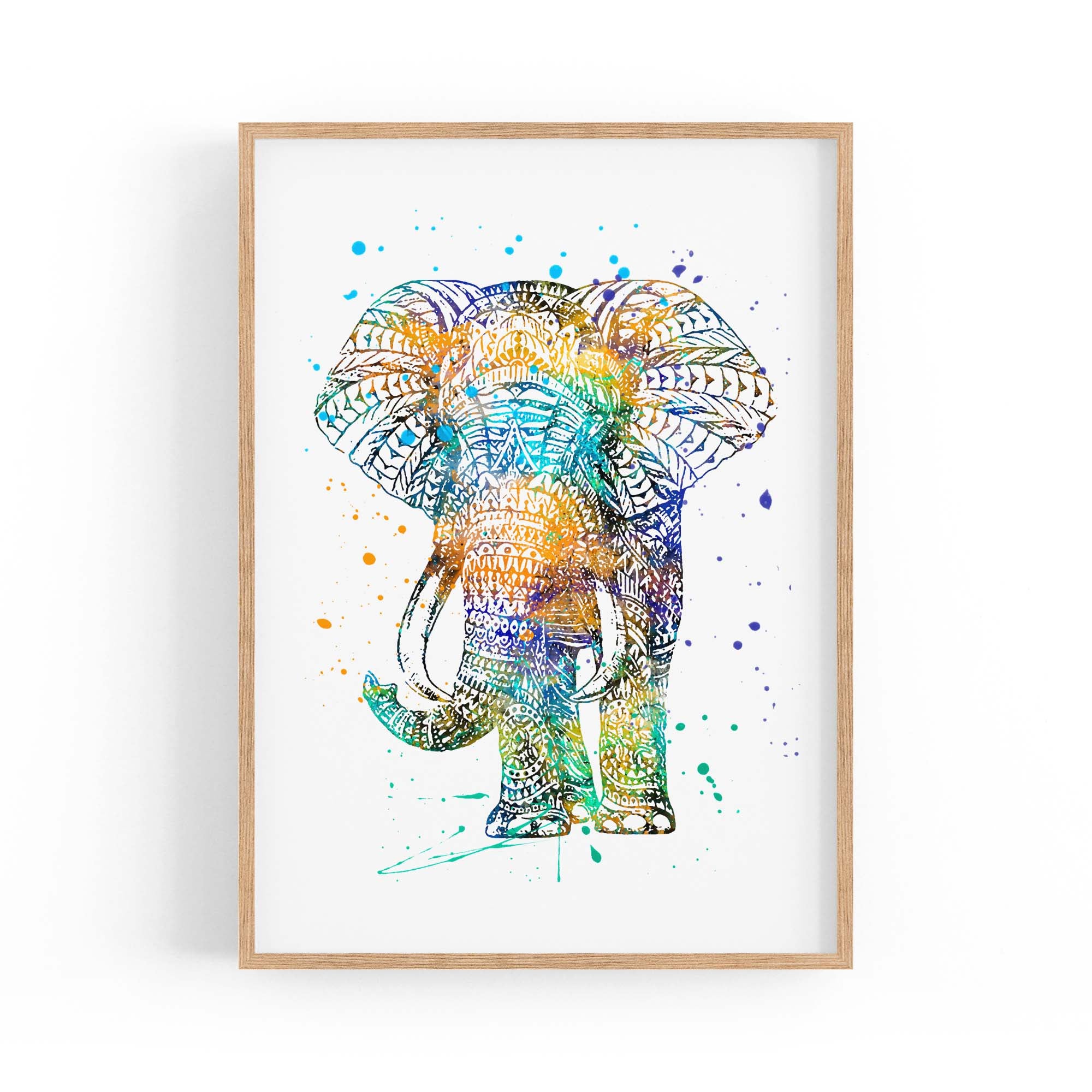 Elephant Mandala Cute Pattern Animal Wall Art