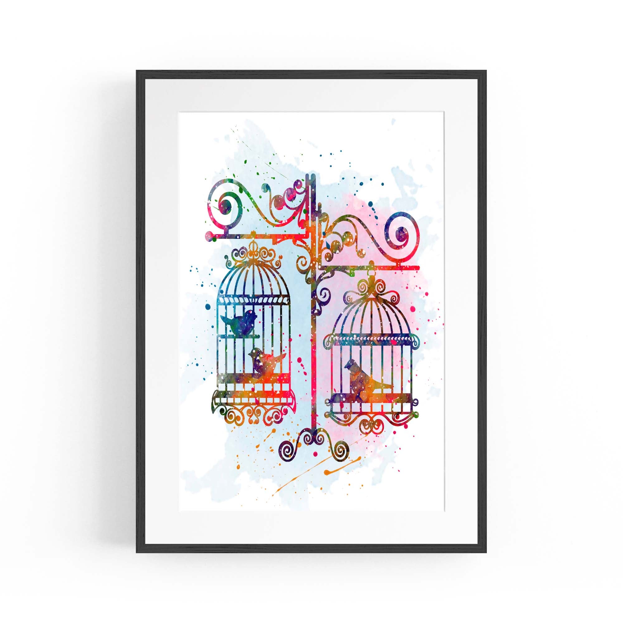 Birds In Cages Cute Decoration Wall Art