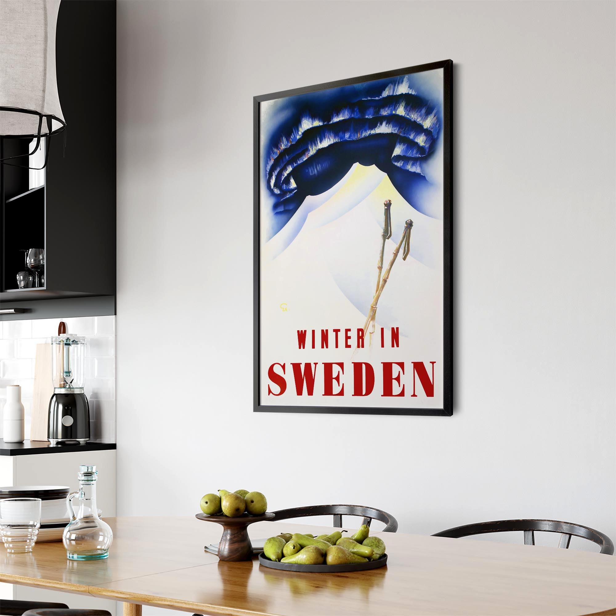 Winter In Sweden Vintage Travel Advert Wall Art