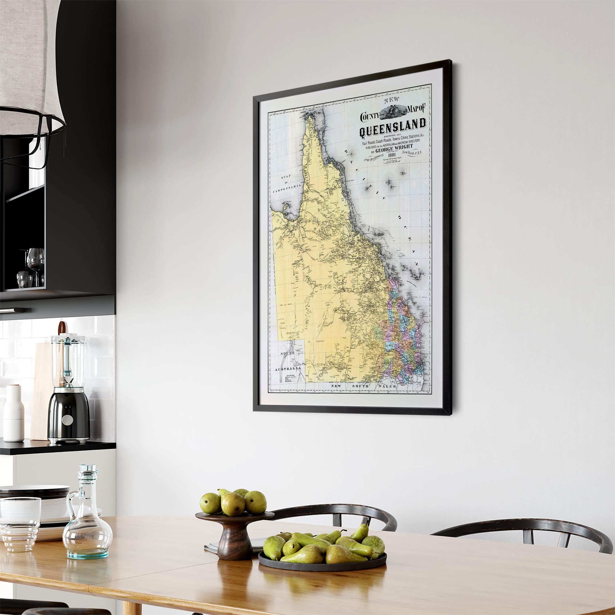 Queensland Australia Vintage Map Wall Art #2