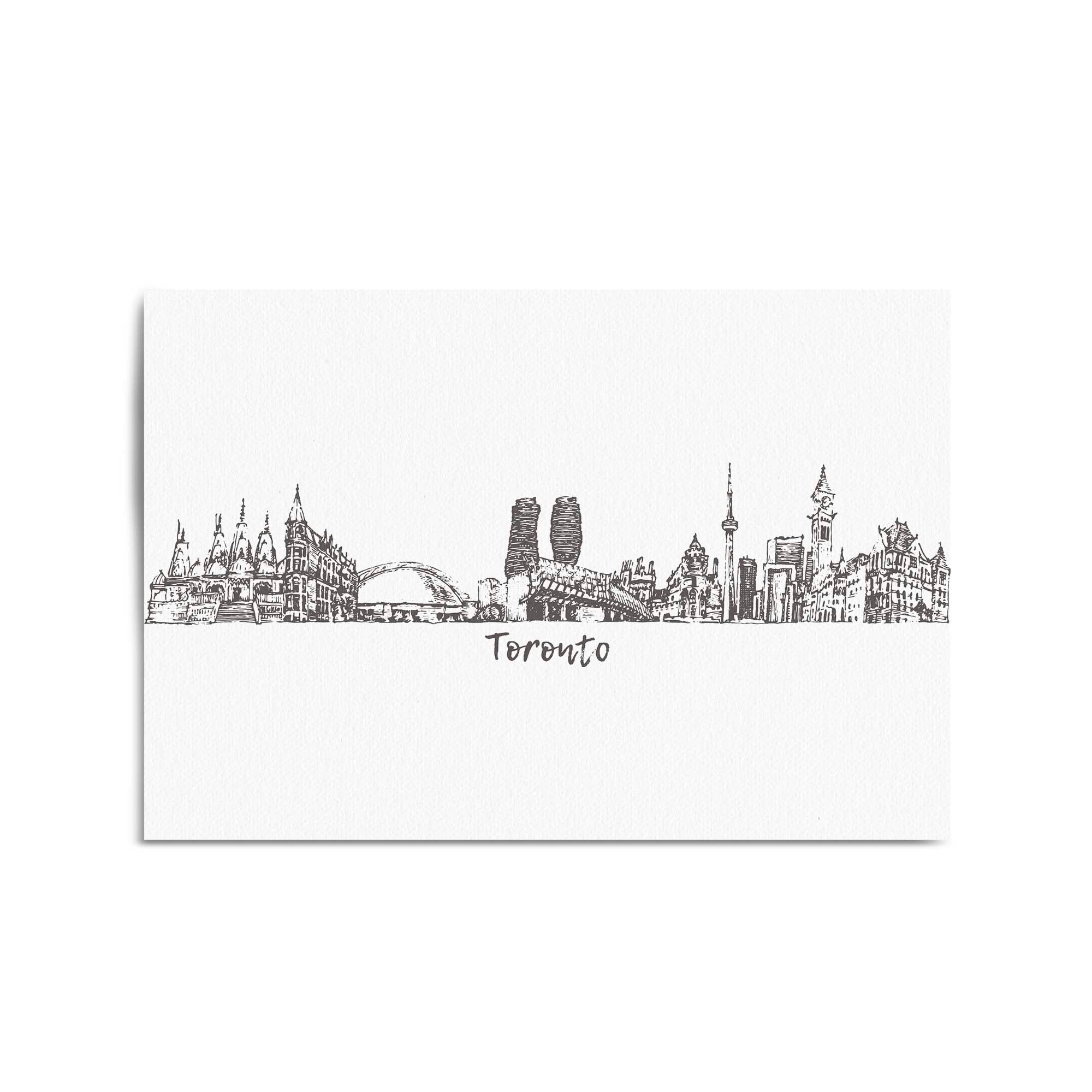 Toronto Canada Skyline Cityscape Drawing Wall Art