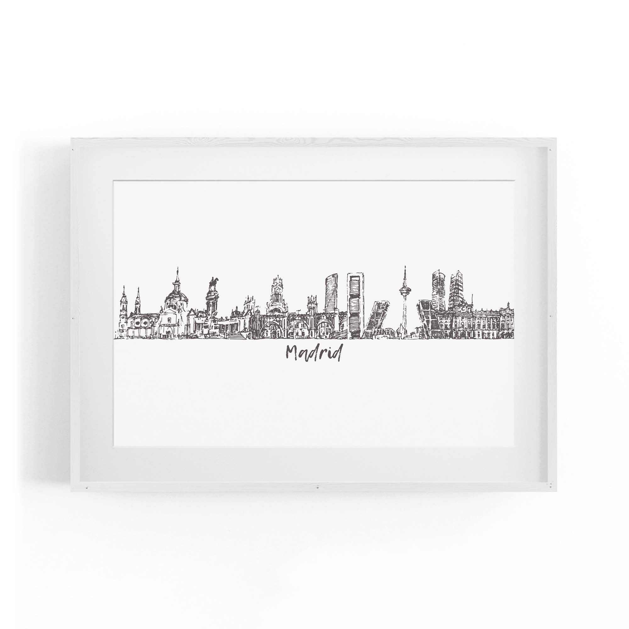 Madrid Spain Cityscape Drawing Travel Wall Art