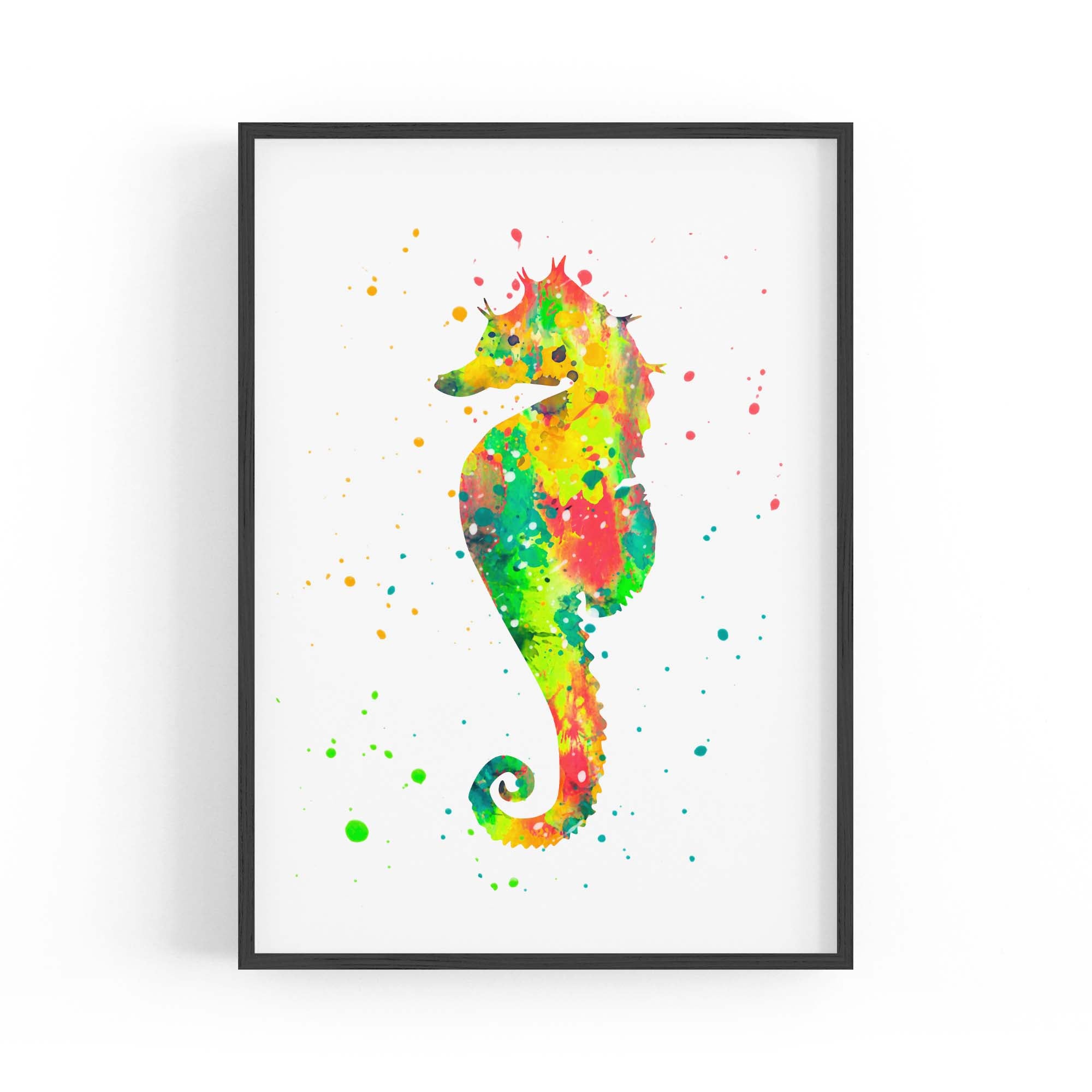 Seahorse Cartoon Sealife Nursery Baby Wall Art #1