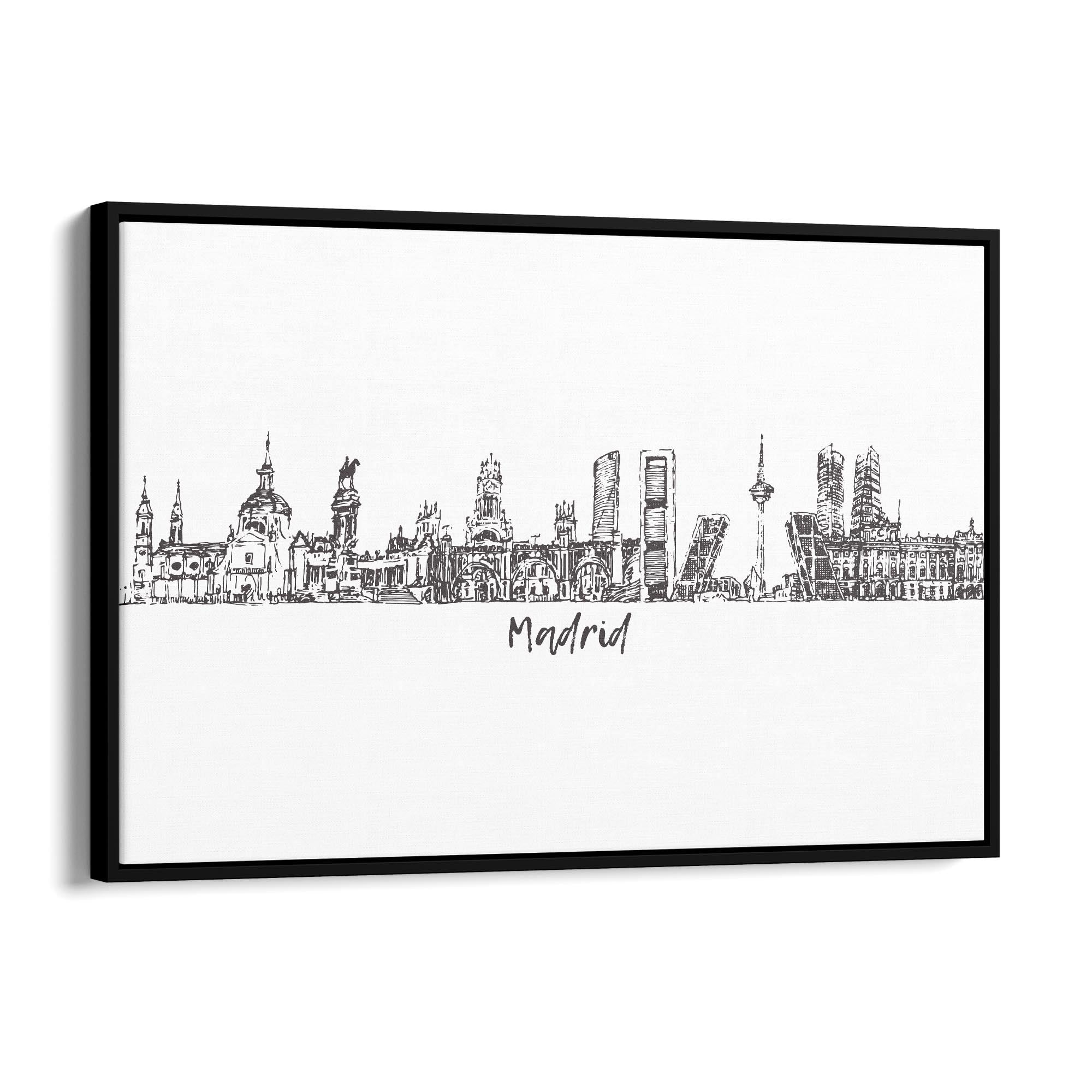 Madrid Spain Cityscape Drawing Travel Wall Art