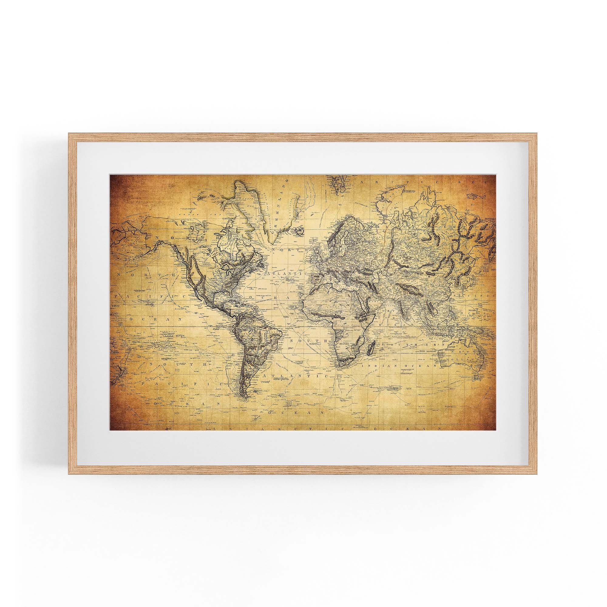 Vintage World Map Old Wall Art #2