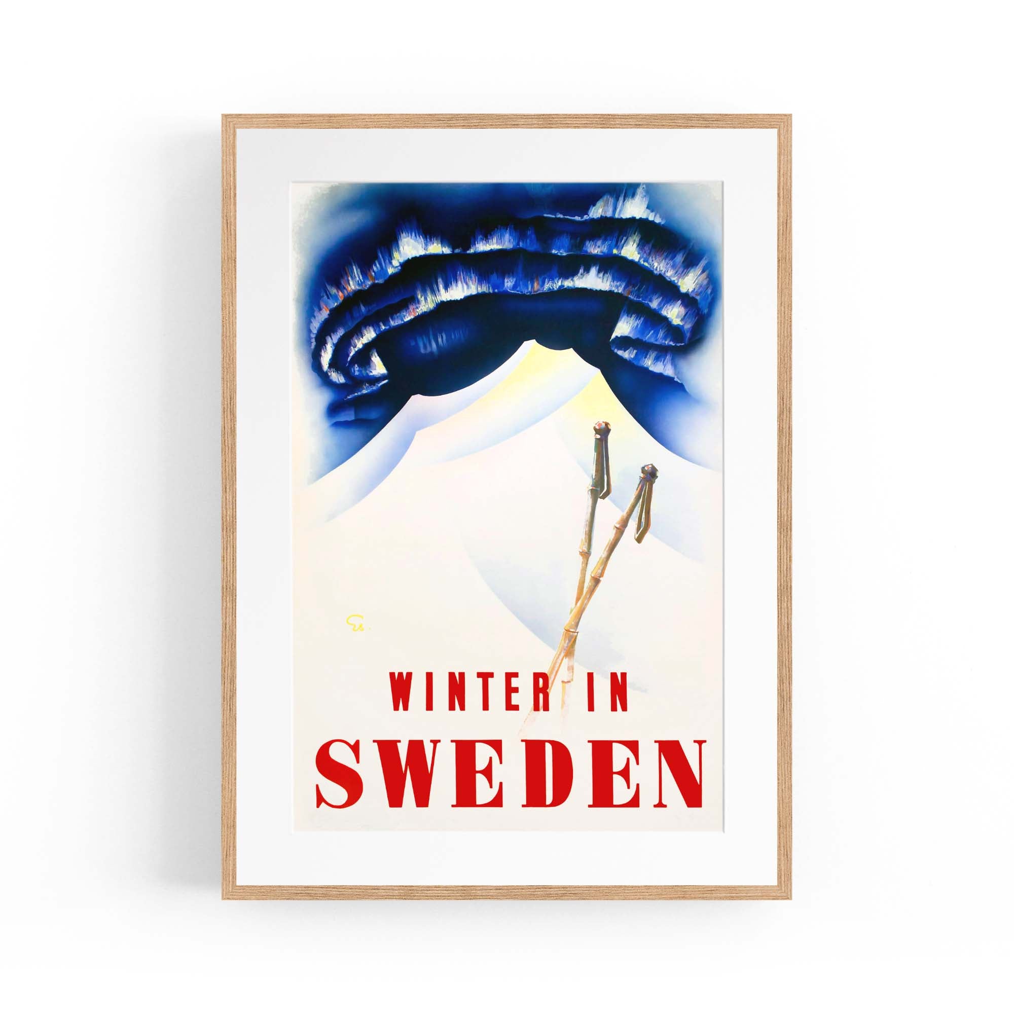 Winter In Sweden Vintage Travel Advert Wall Art