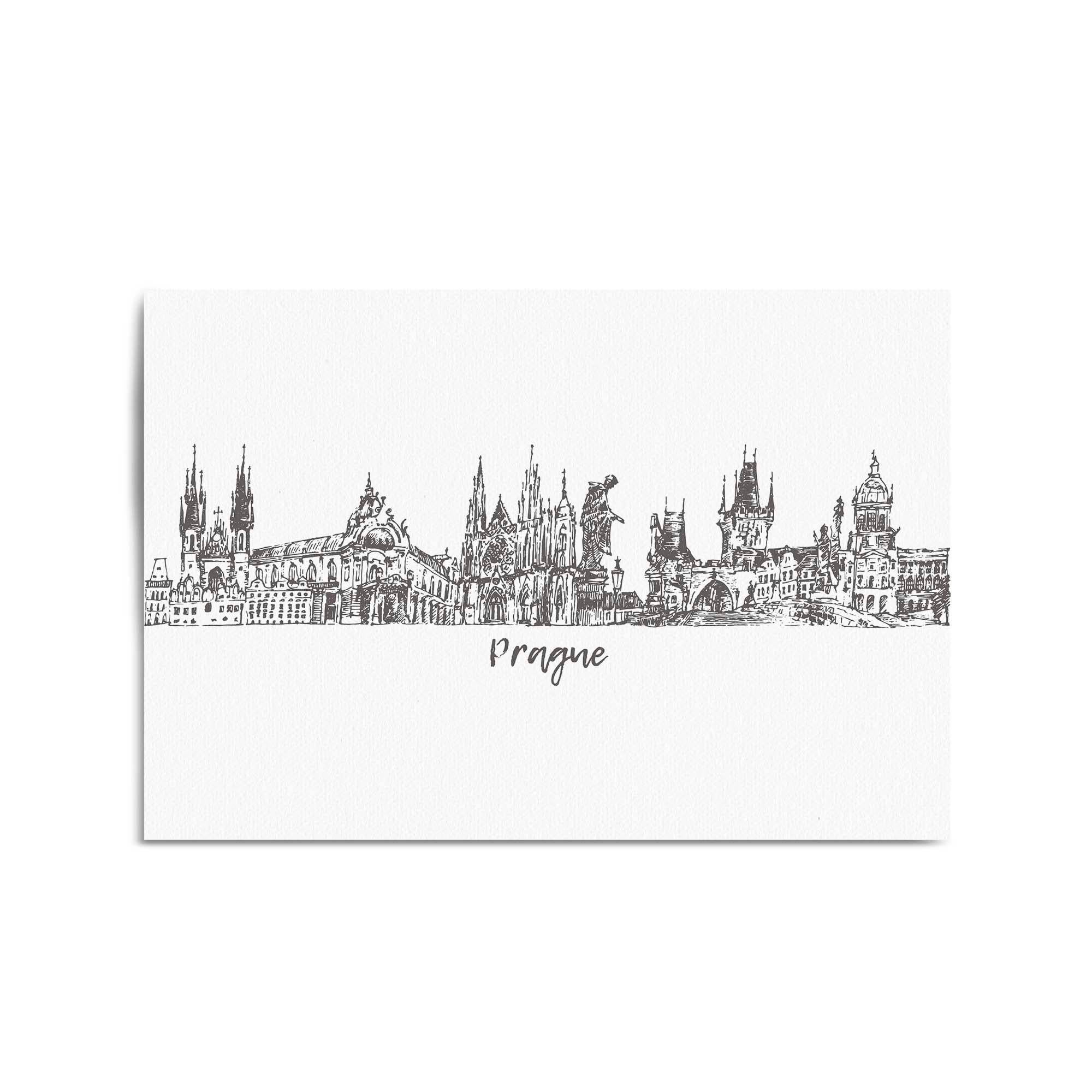 Prague Czech Cityscape Minimal Painting Wall Art #3