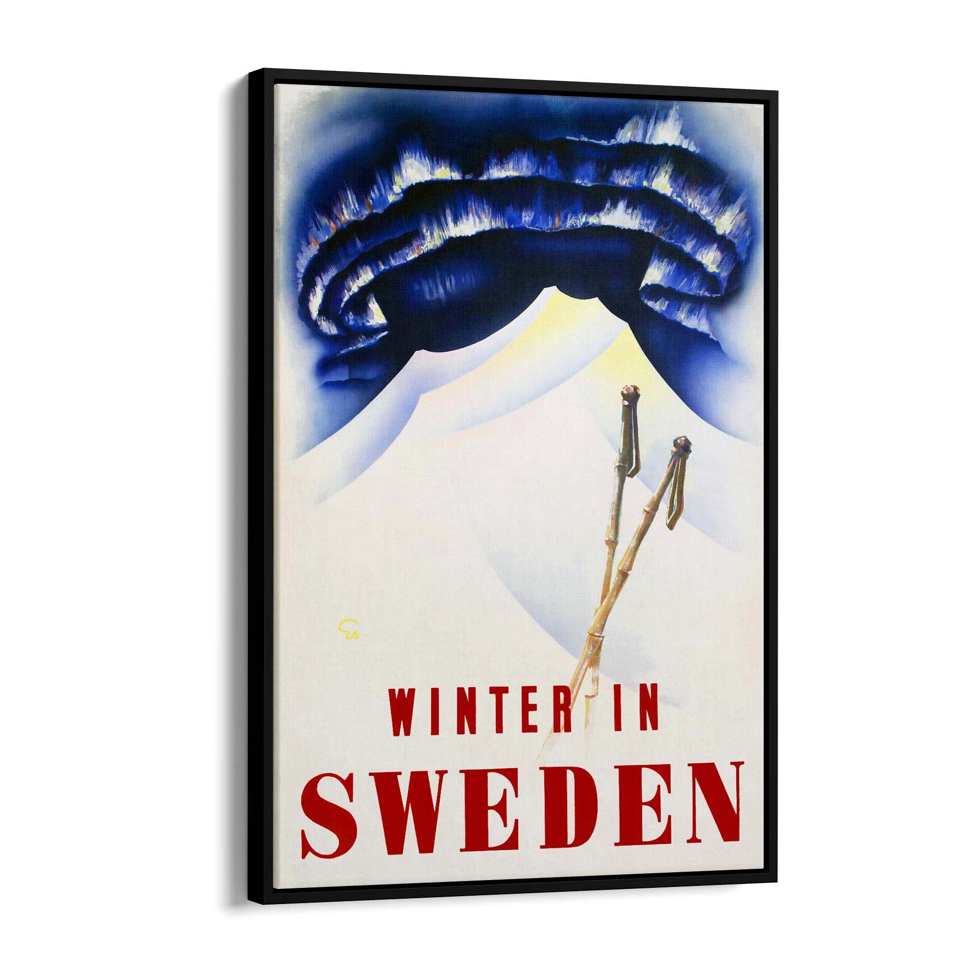 Winter In Sweden Vintage Travel Advert Wall Art