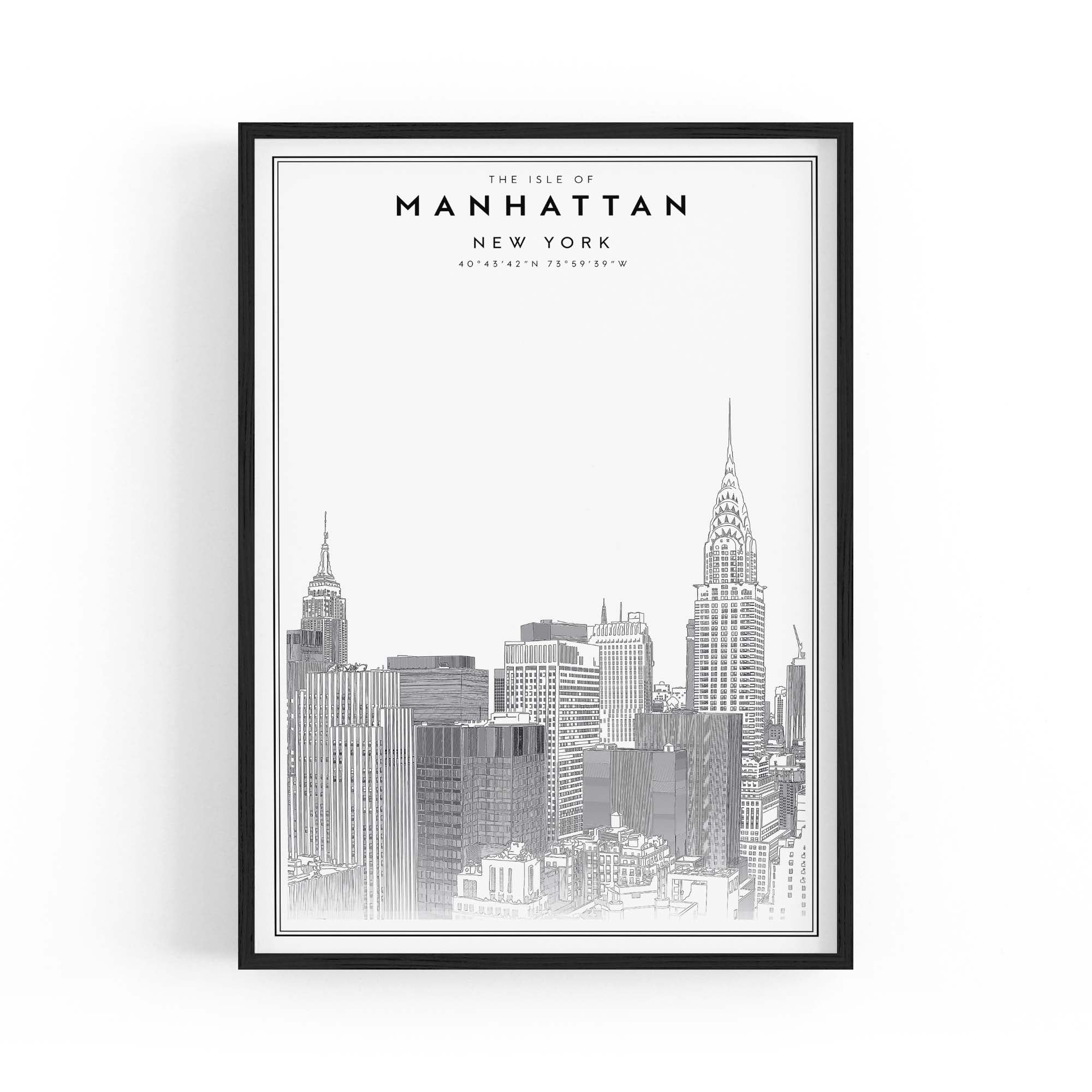 Minimal Manhattan Skyline New York Wall Art