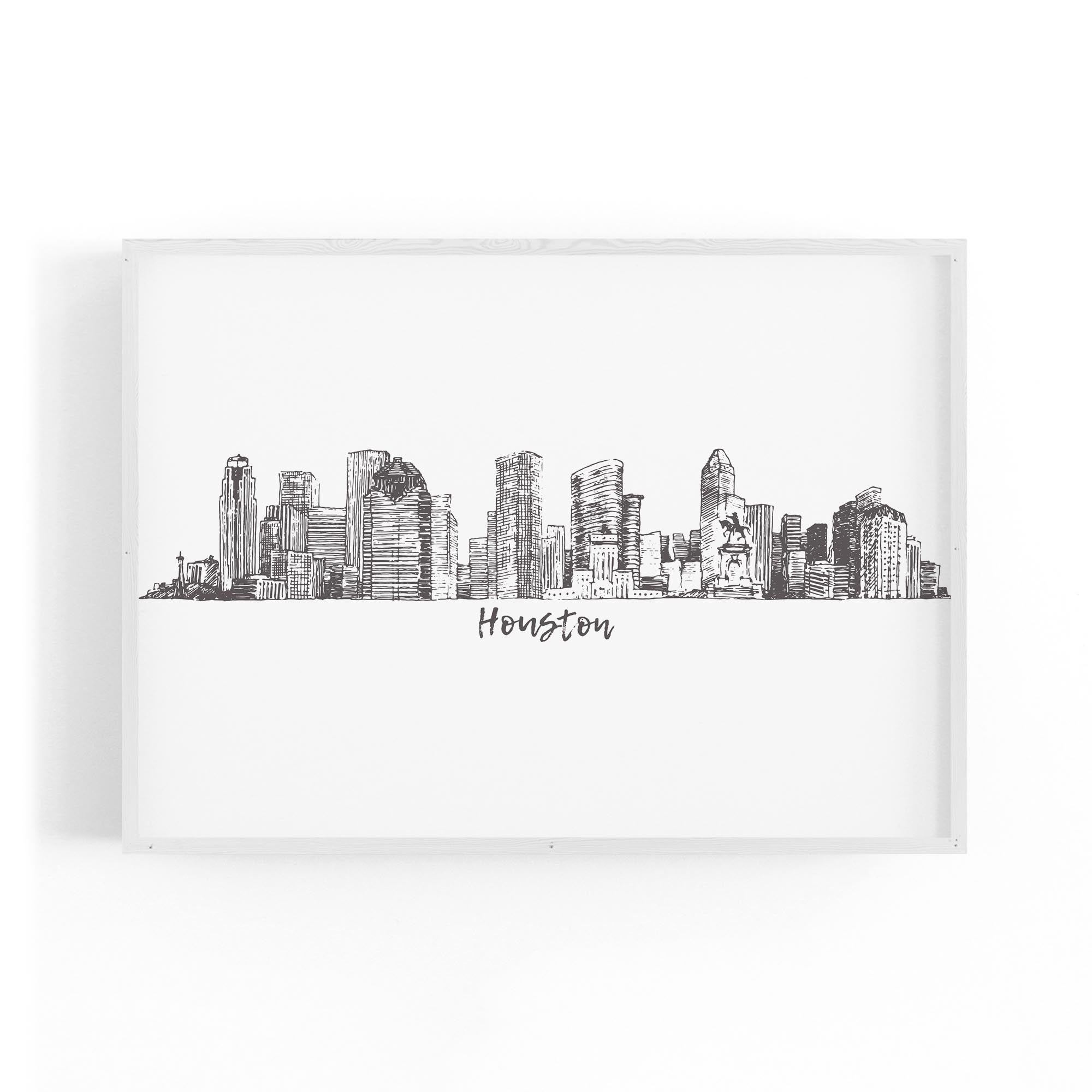 Houston Texas Skyline Drawing Minimal Wall Art