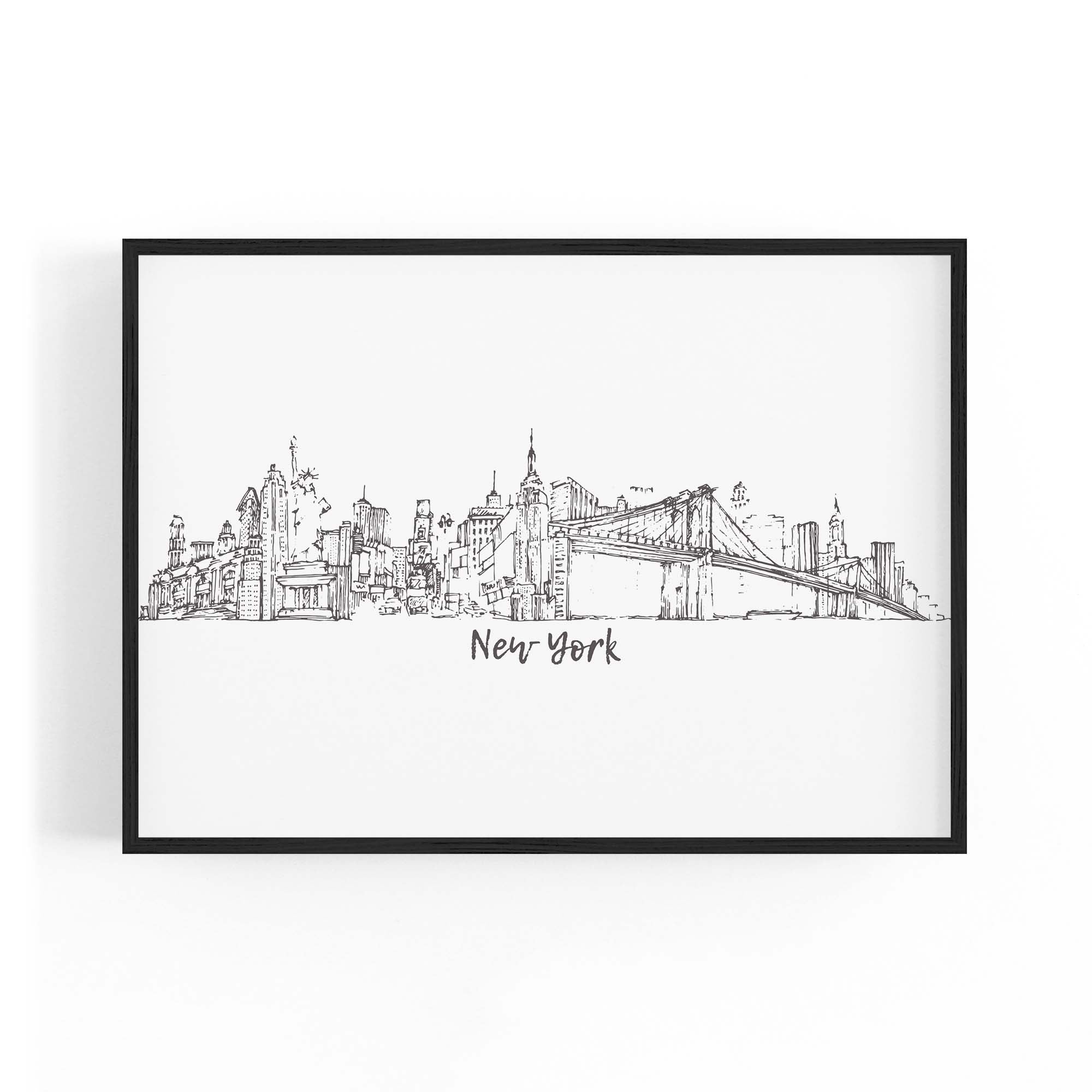 New York Cityscape Drawing Minimal Wall Art