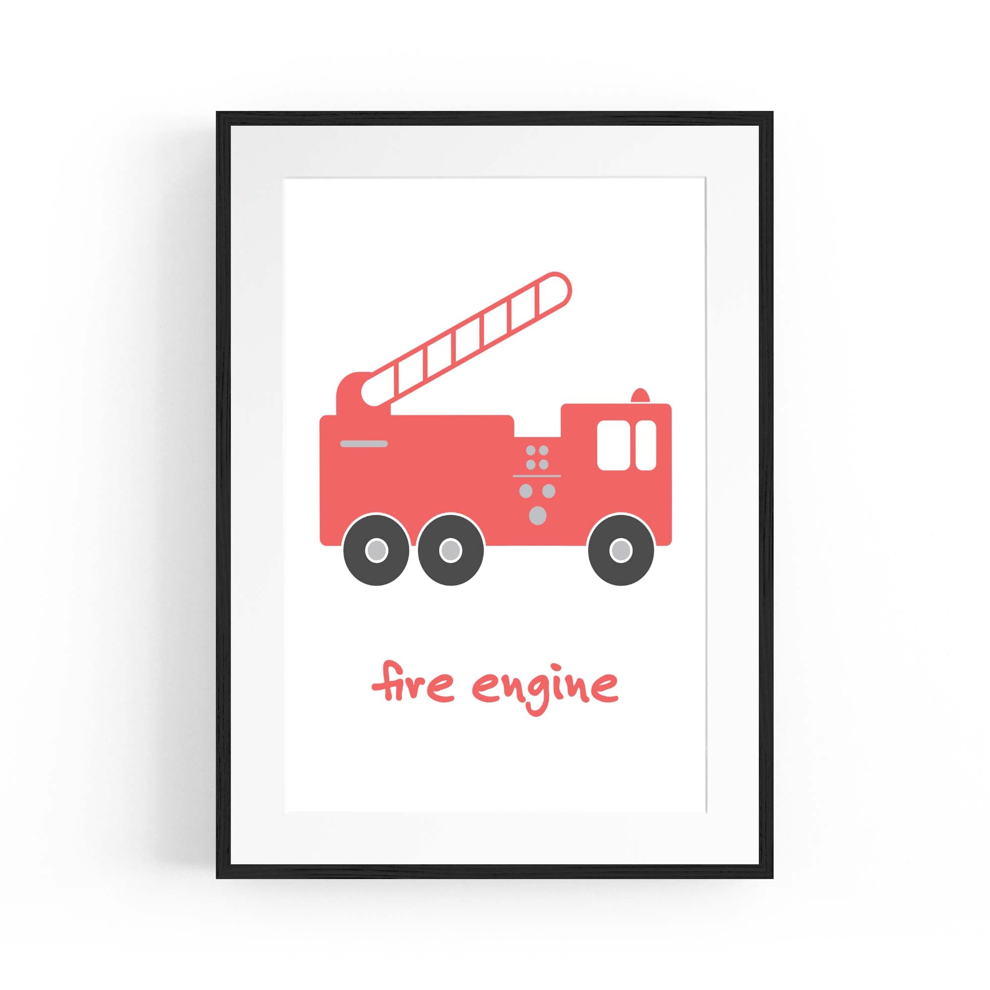 Red Fire Engine Boys Bedroom Nursery Wall Art