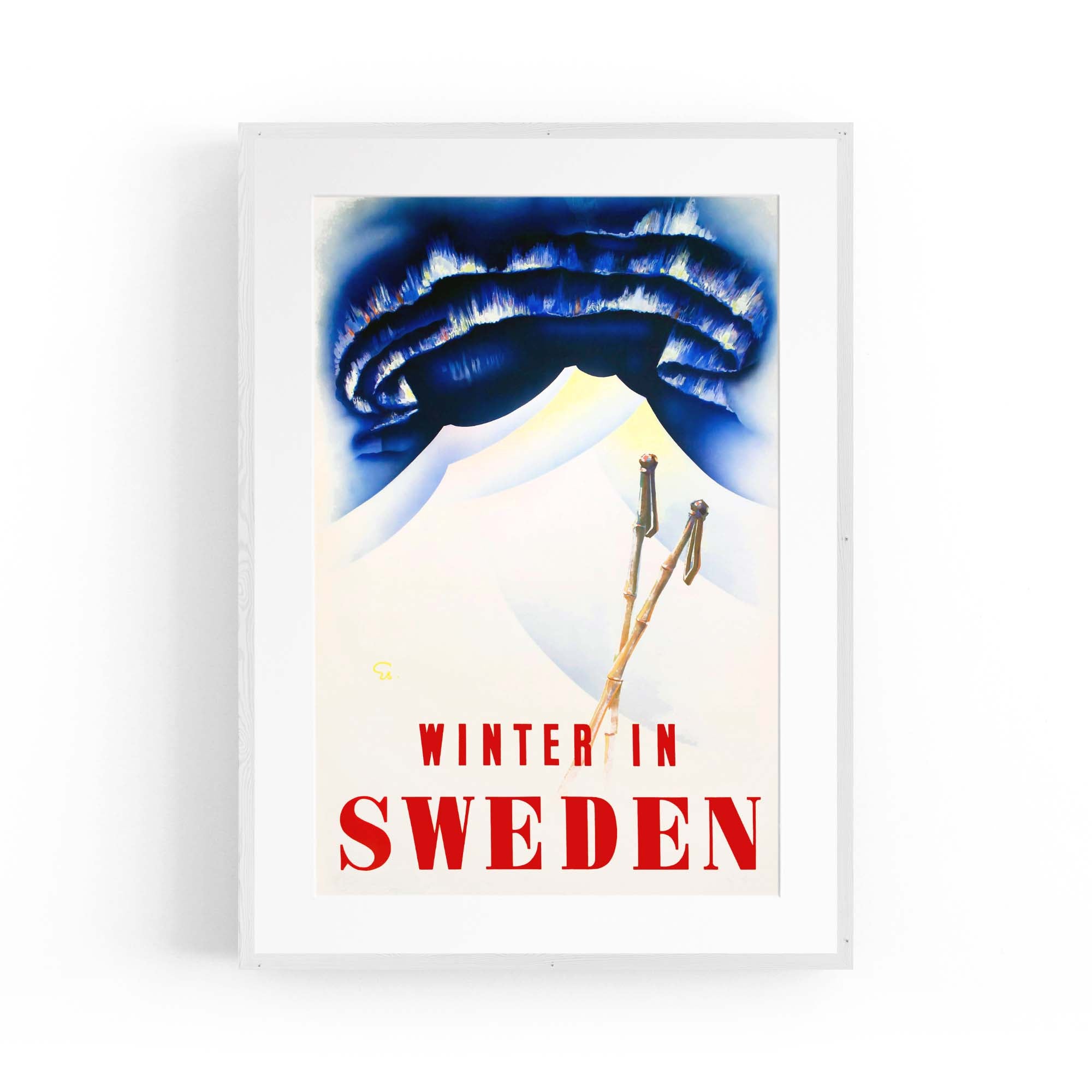 Winter In Sweden Vintage Travel Advert Wall Art