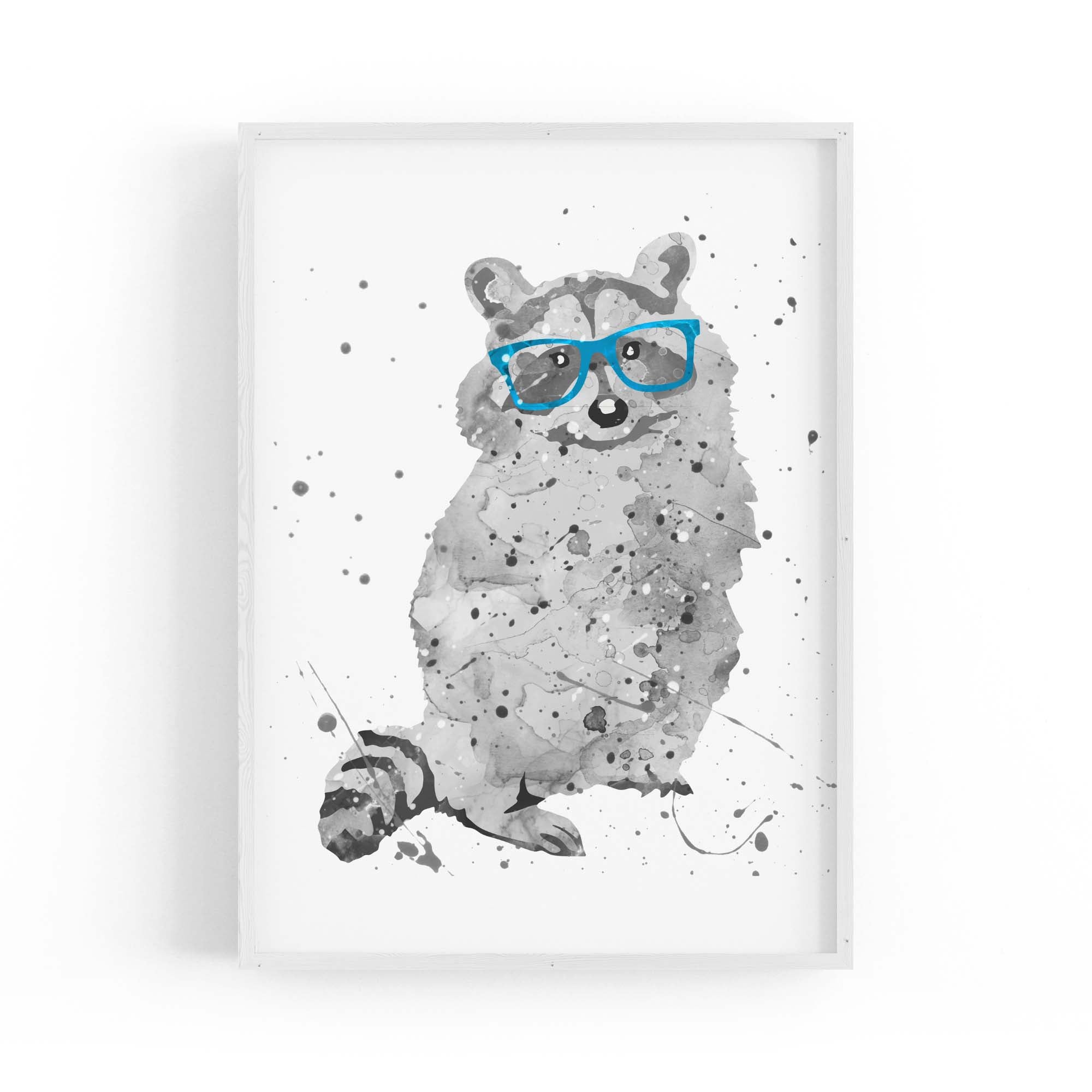 Raccoon Nursery Cartoon Cute Baby Wall Art