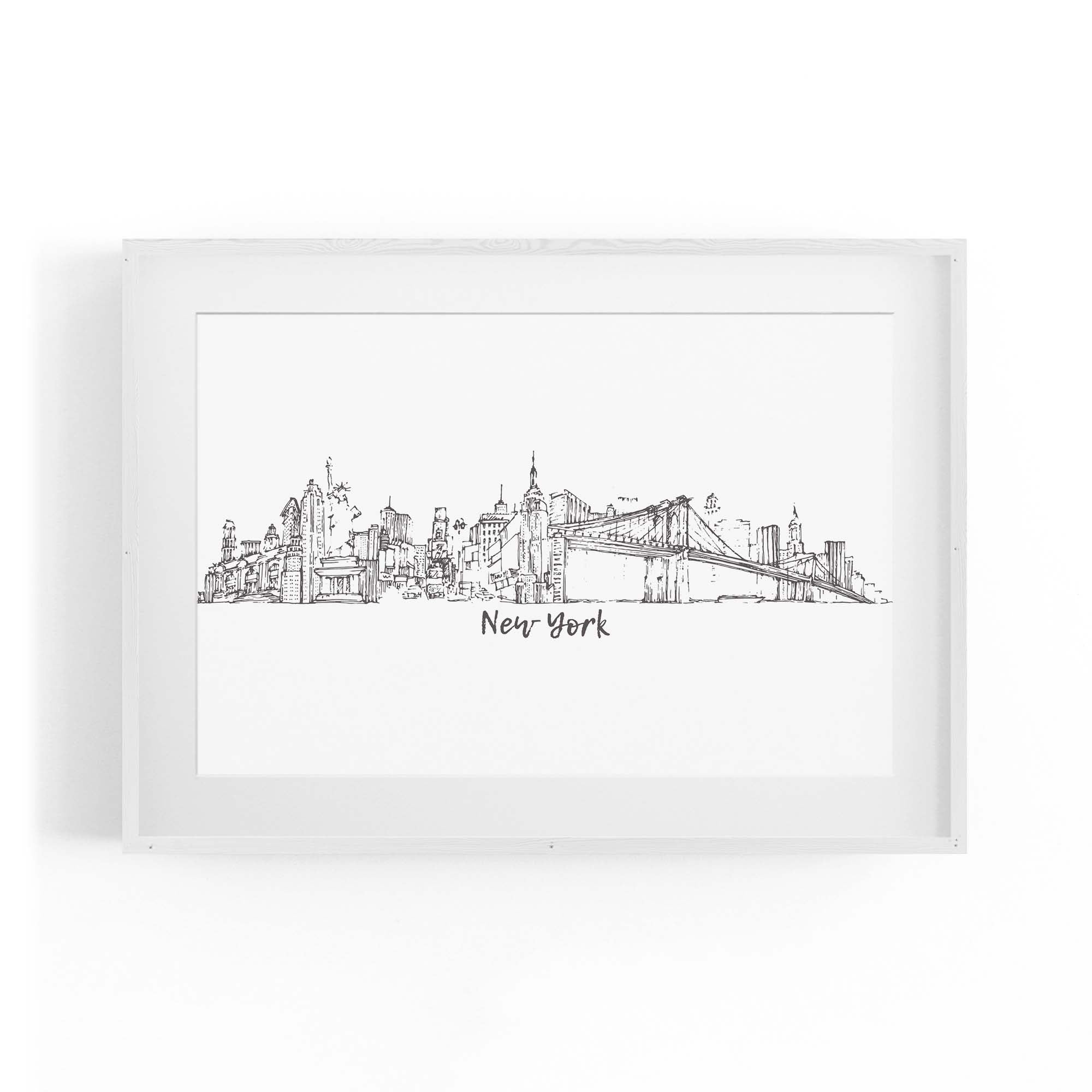 New York Cityscape Drawing Minimal Wall Art
