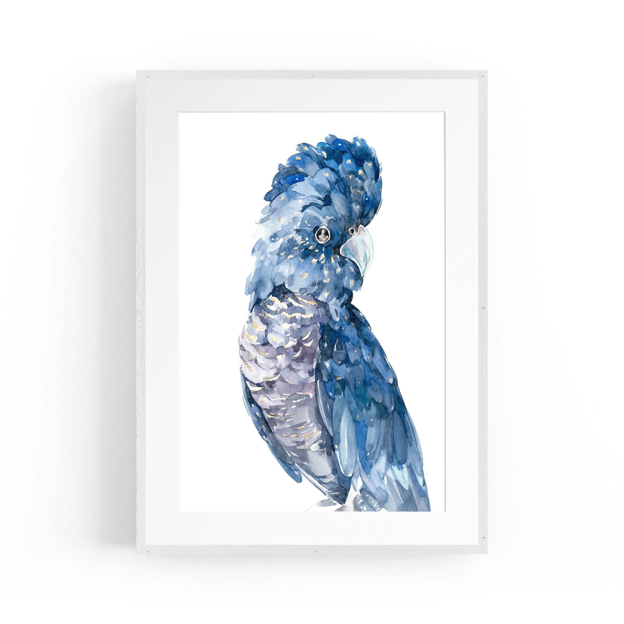 Blue Cockatoo Watercolour Painting Bird Wall Art #1