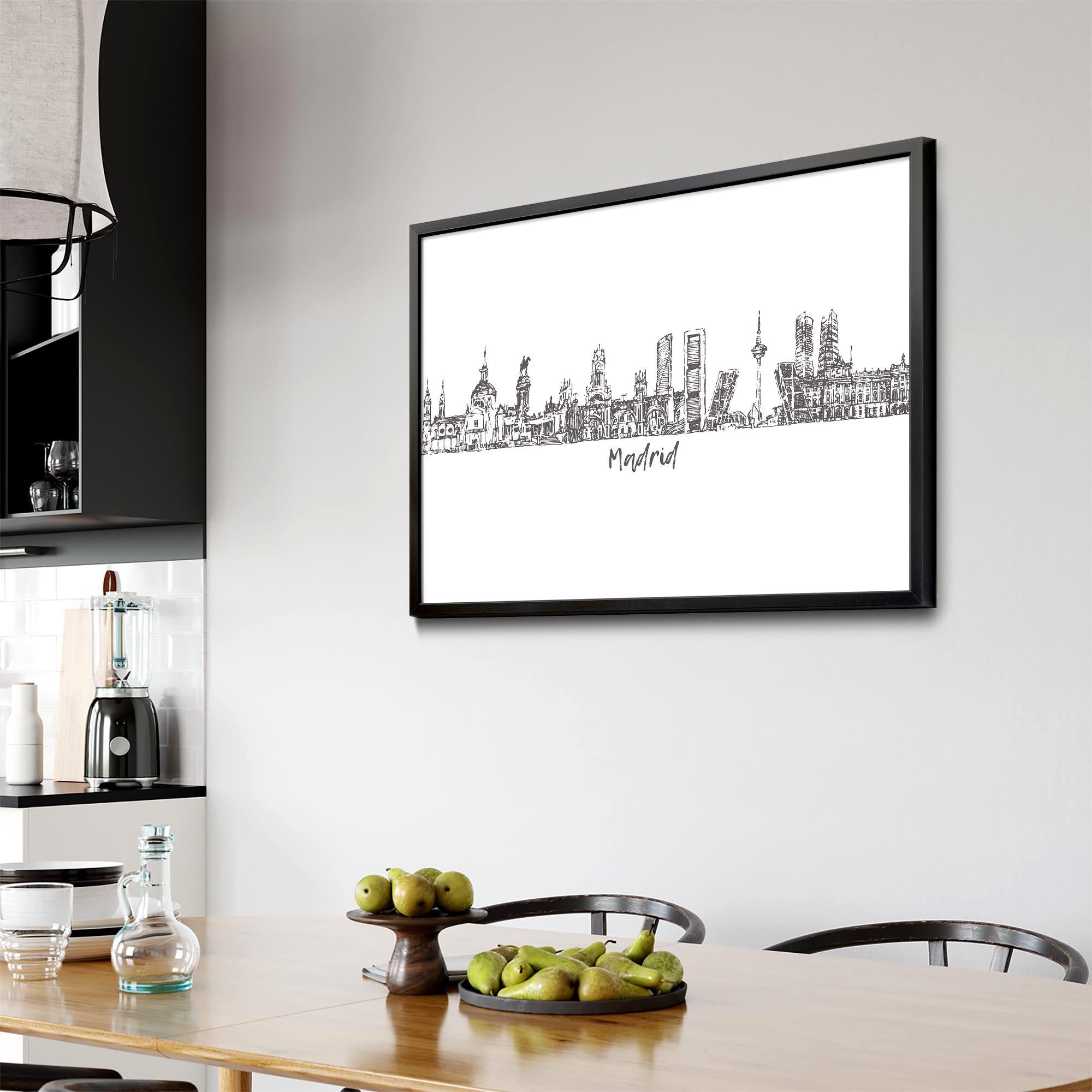 Madrid Spain Cityscape Drawing Travel Wall Art