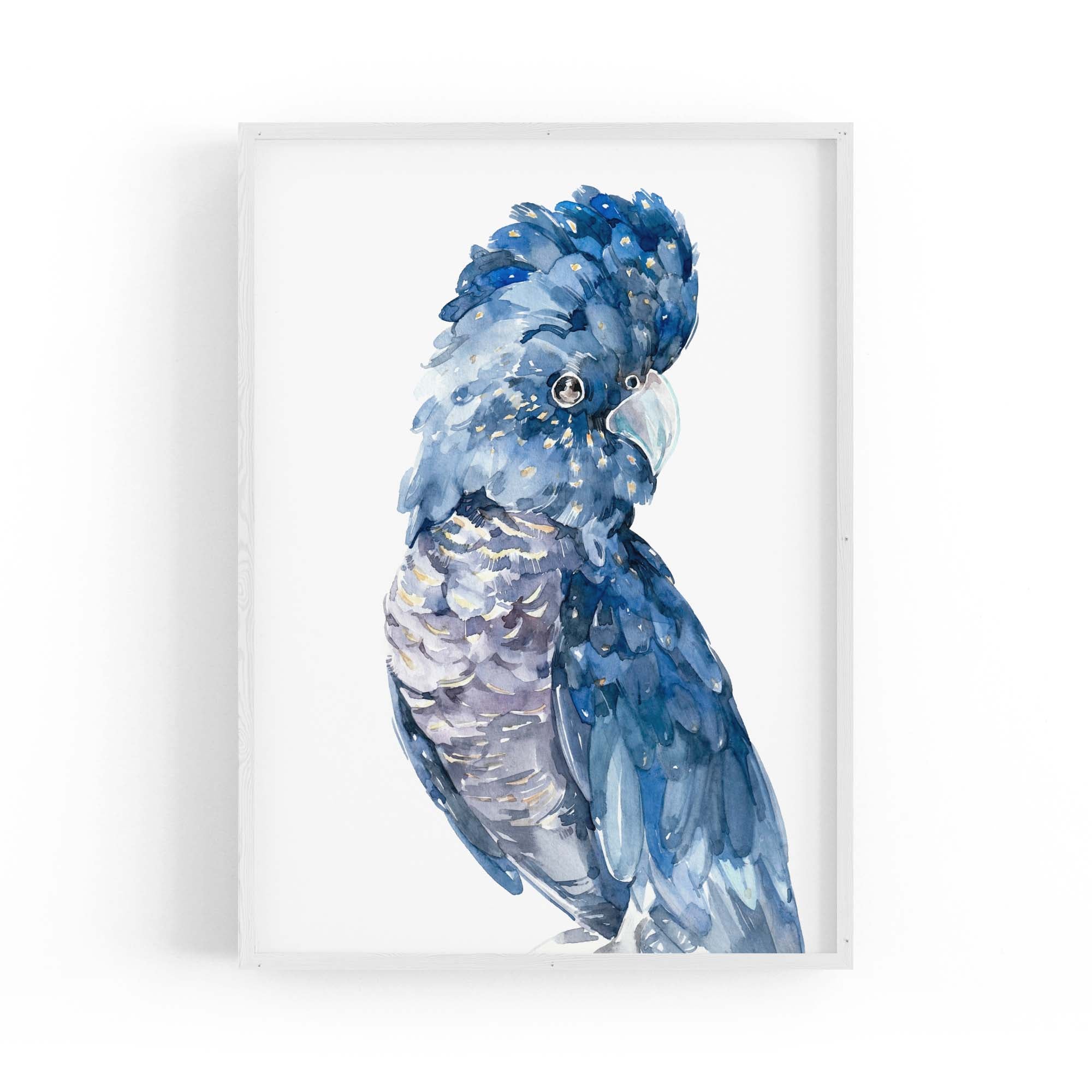 Blue Cockatoo Watercolour Painting Bird Wall Art #1