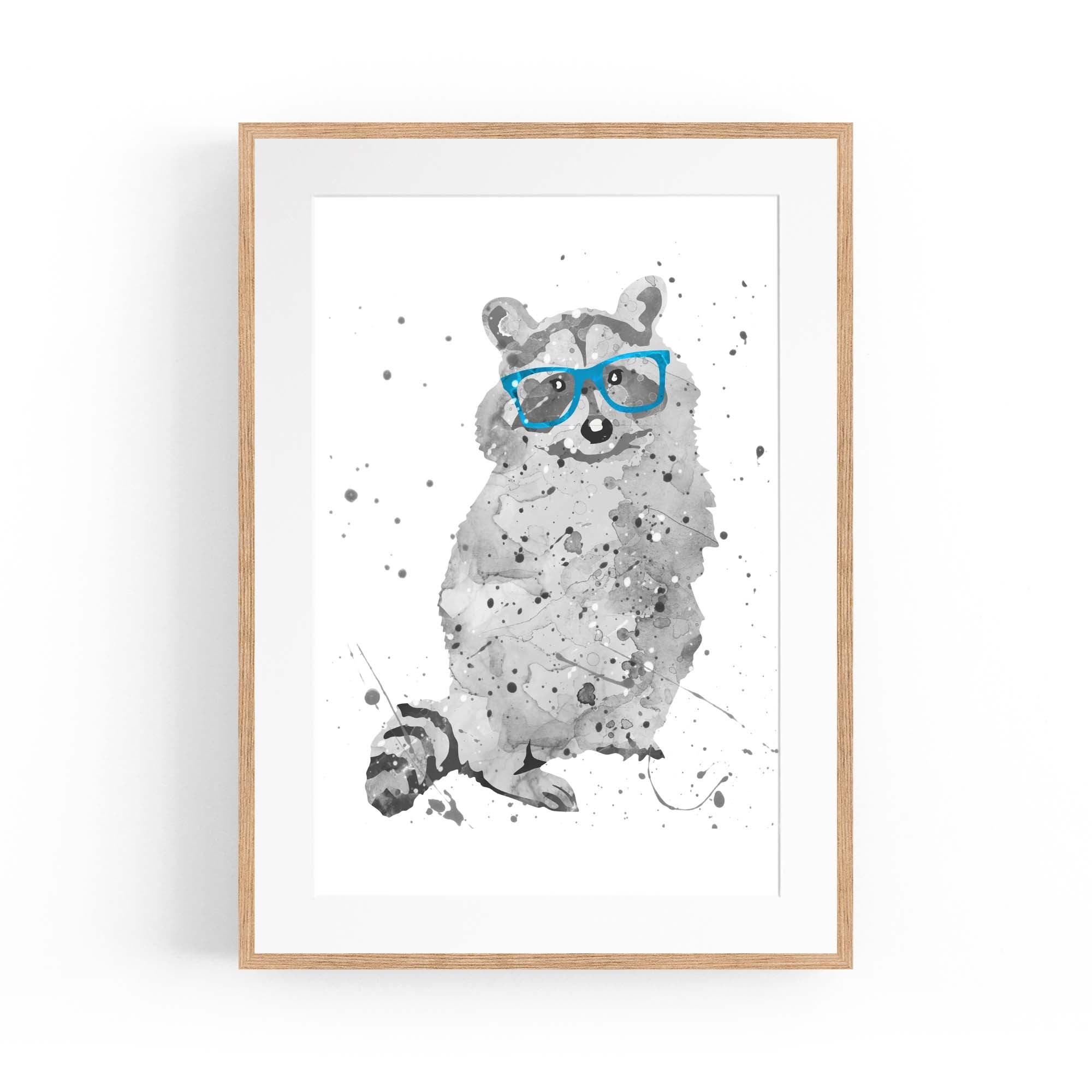 Raccoon Nursery Cartoon Cute Baby Wall Art
