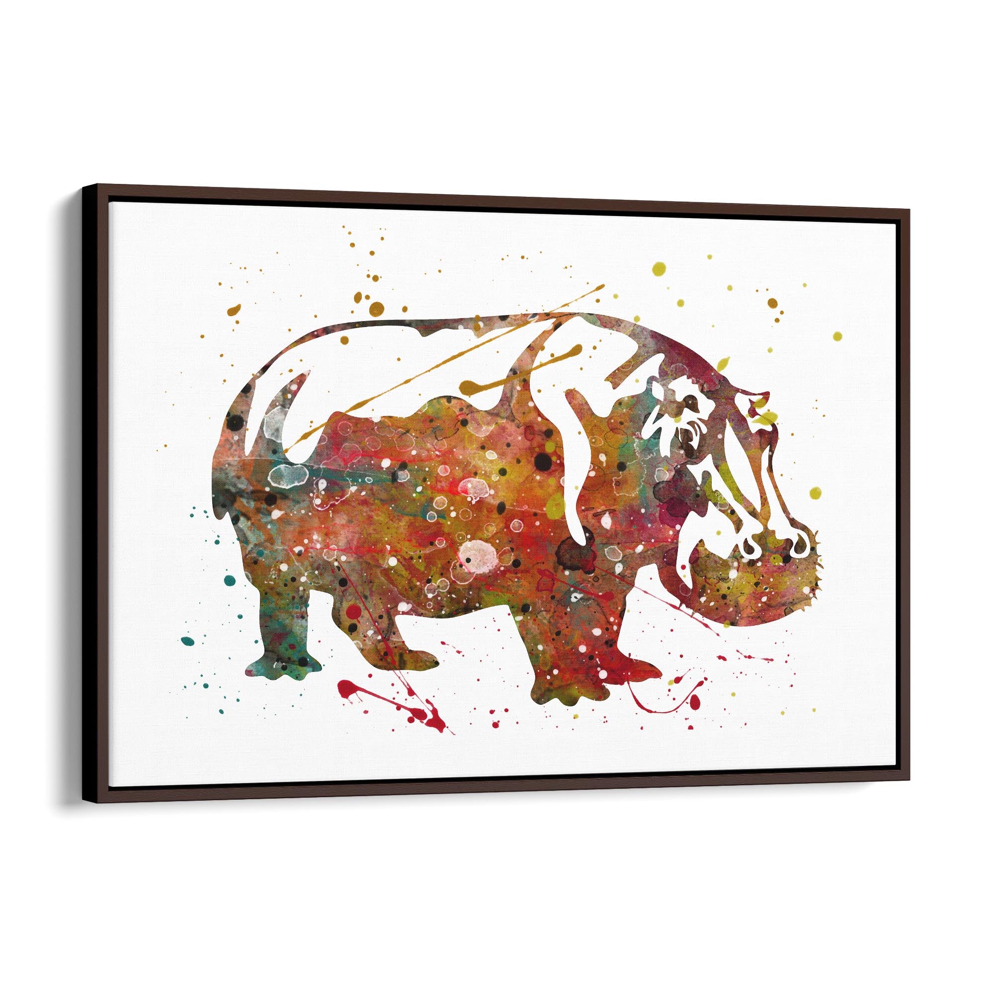 Watercolour Hippo Painting Animal Nursery Wall Art