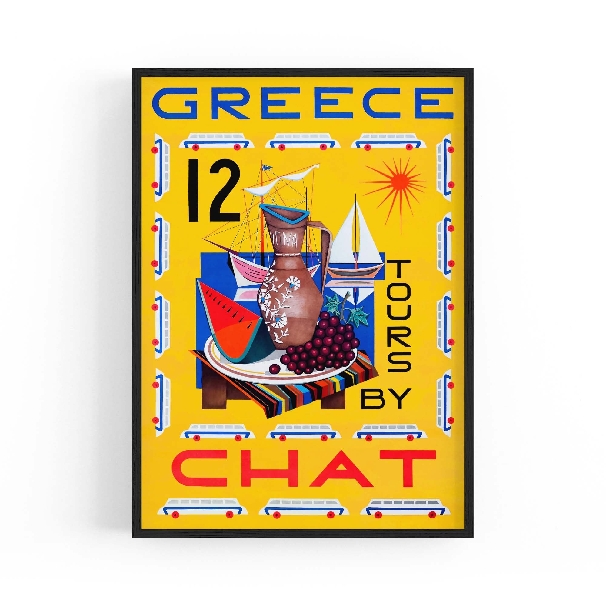 Greece Tours Vintage Travel Advert Wall Art