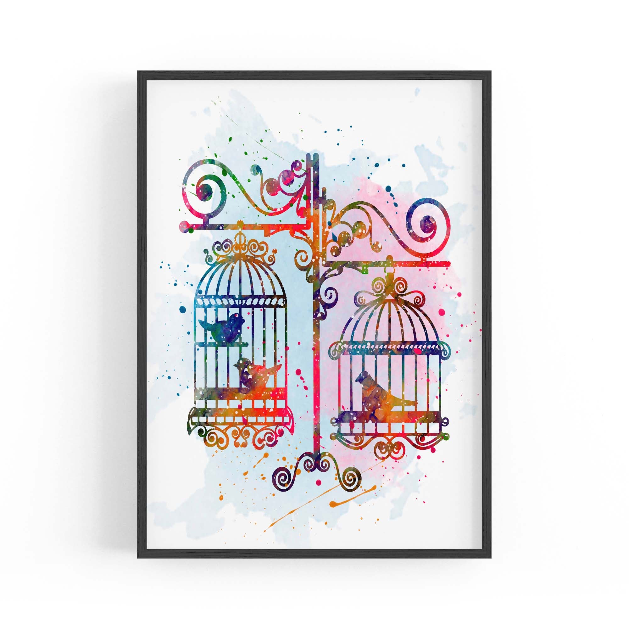 Birds In Cages Cute Decoration Wall Art