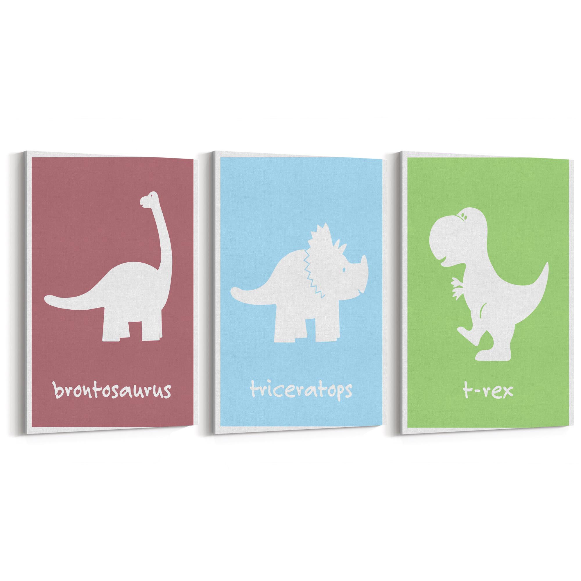 Set of Cartoon Dinosaur Nursery Bedroom Wall Art #2