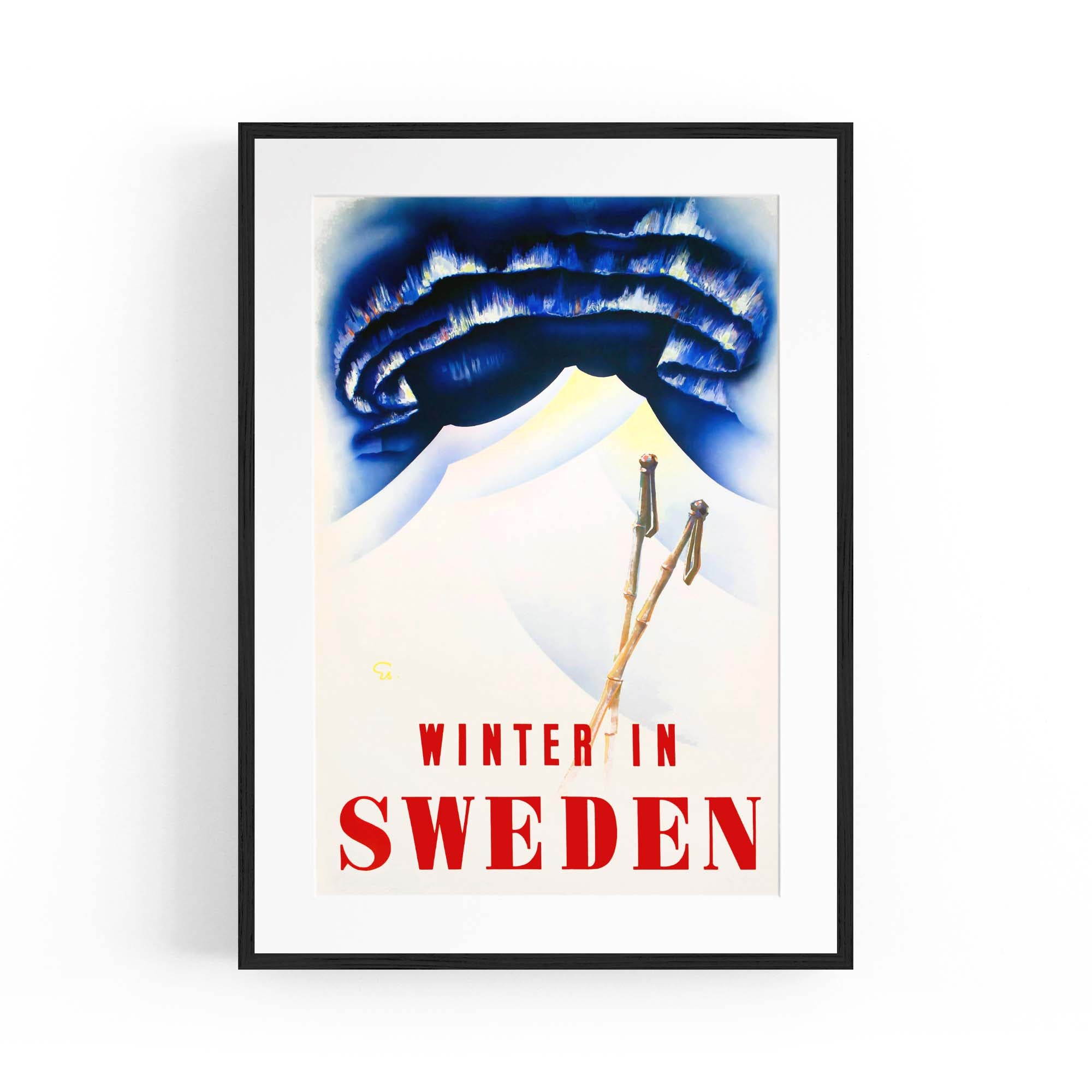 Winter In Sweden Vintage Travel Advert Wall Art
