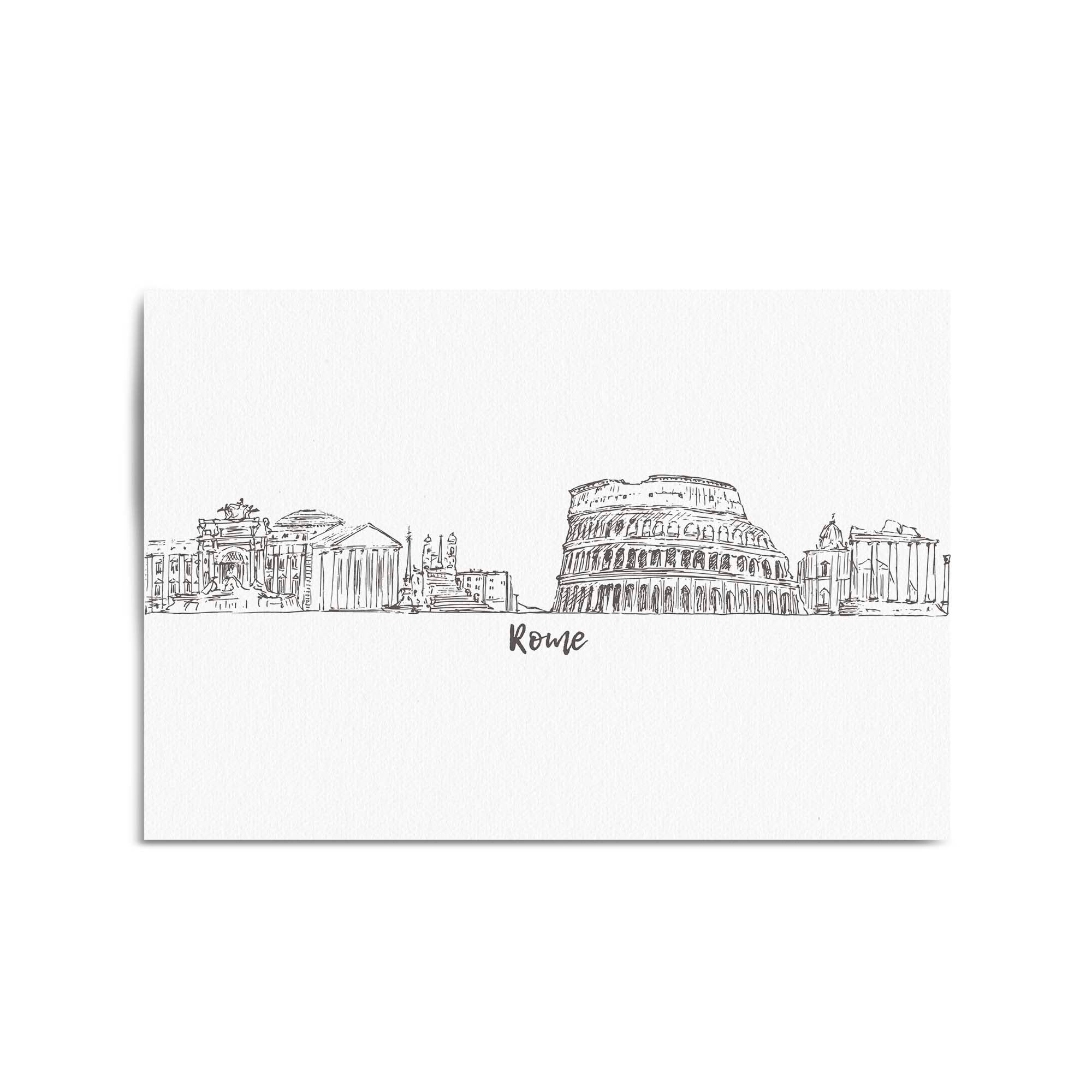 Rome Drawing Cityscape Minimtal Travel Wall Art
