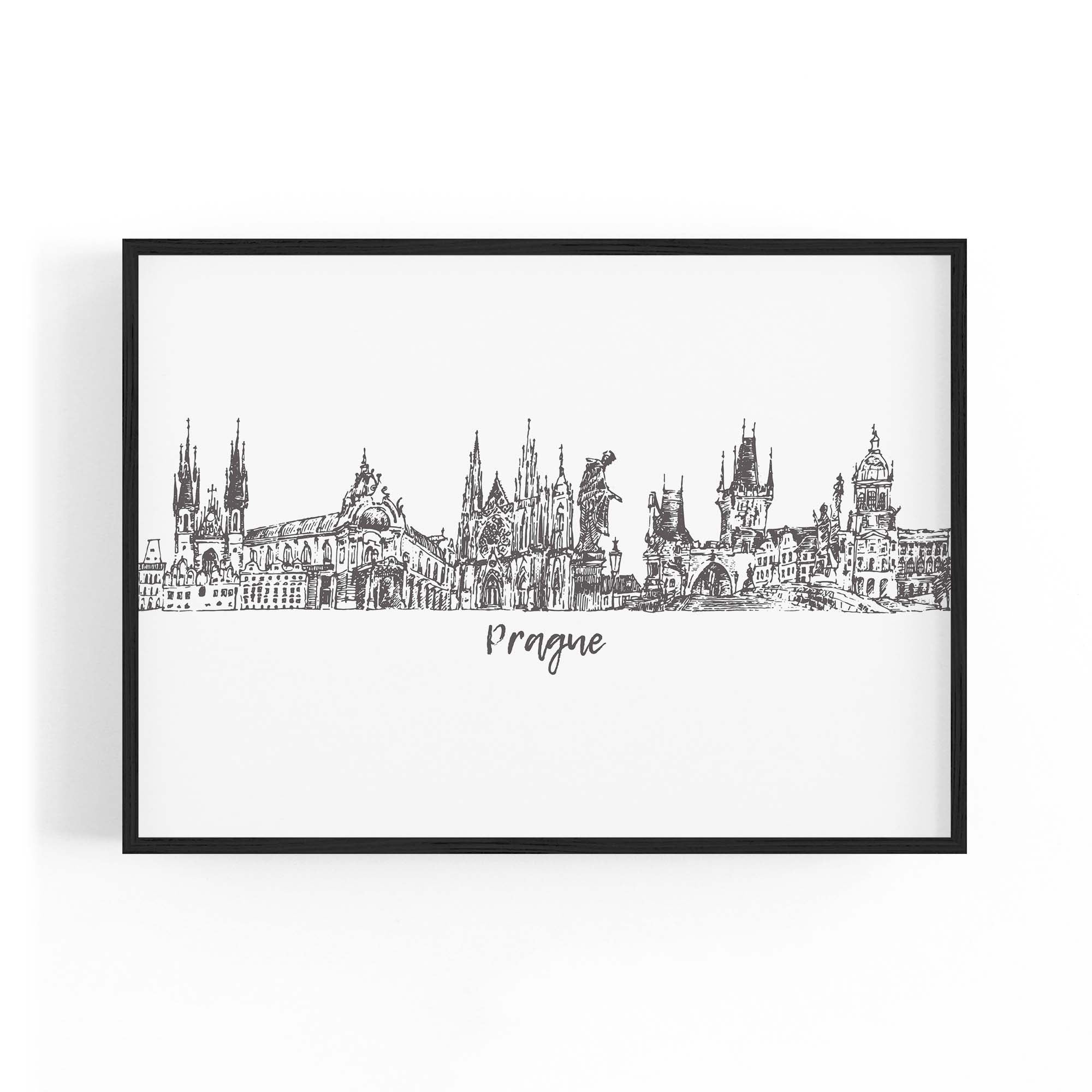 Prague Czech Cityscape Minimal Painting Wall Art #3
