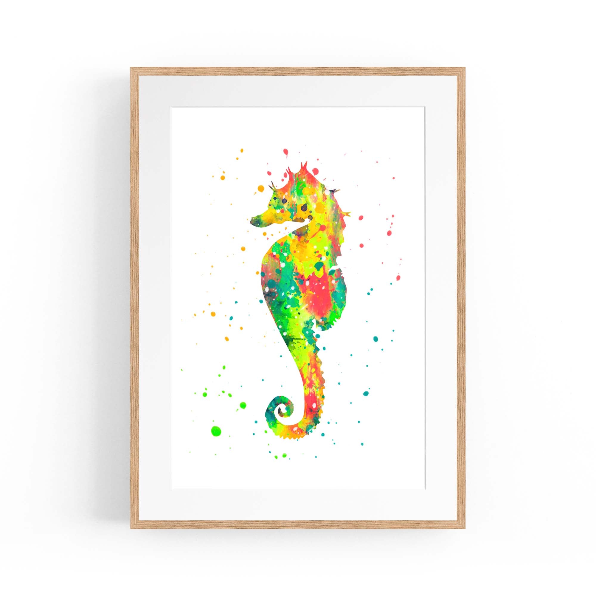 Seahorse Cartoon Sealife Nursery Baby Wall Art #1