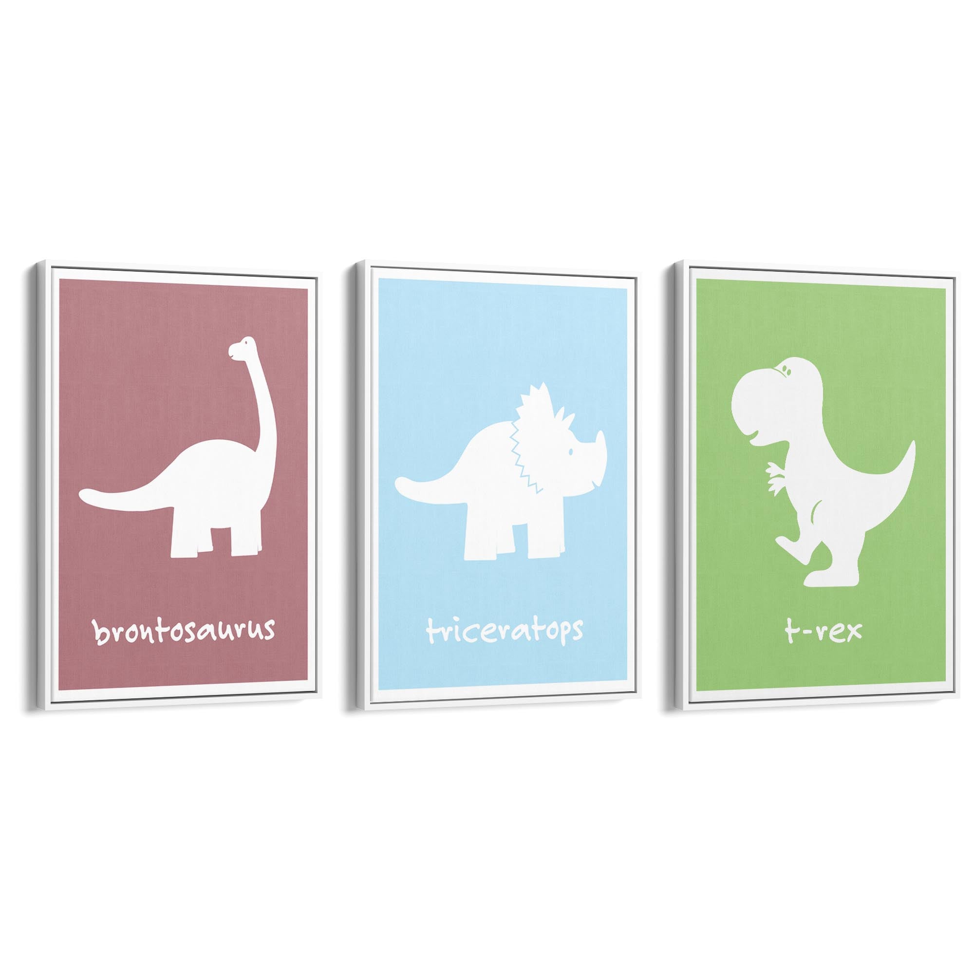 Set of Cartoon Dinosaur Nursery Bedroom Wall Art #2