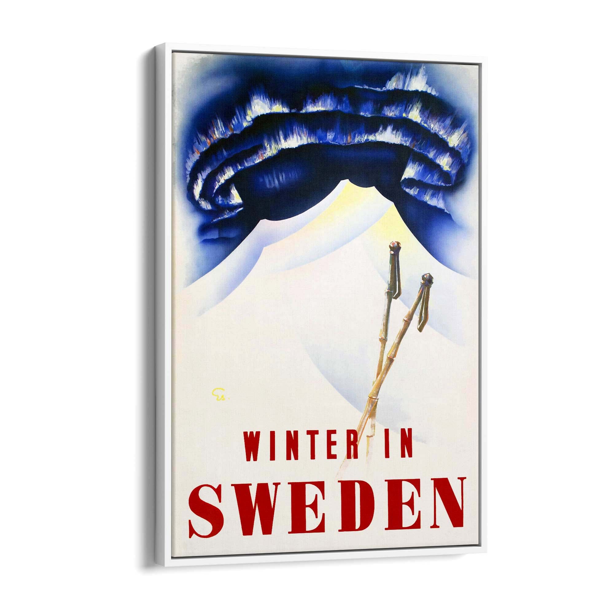 Winter In Sweden Vintage Travel Advert Wall Art