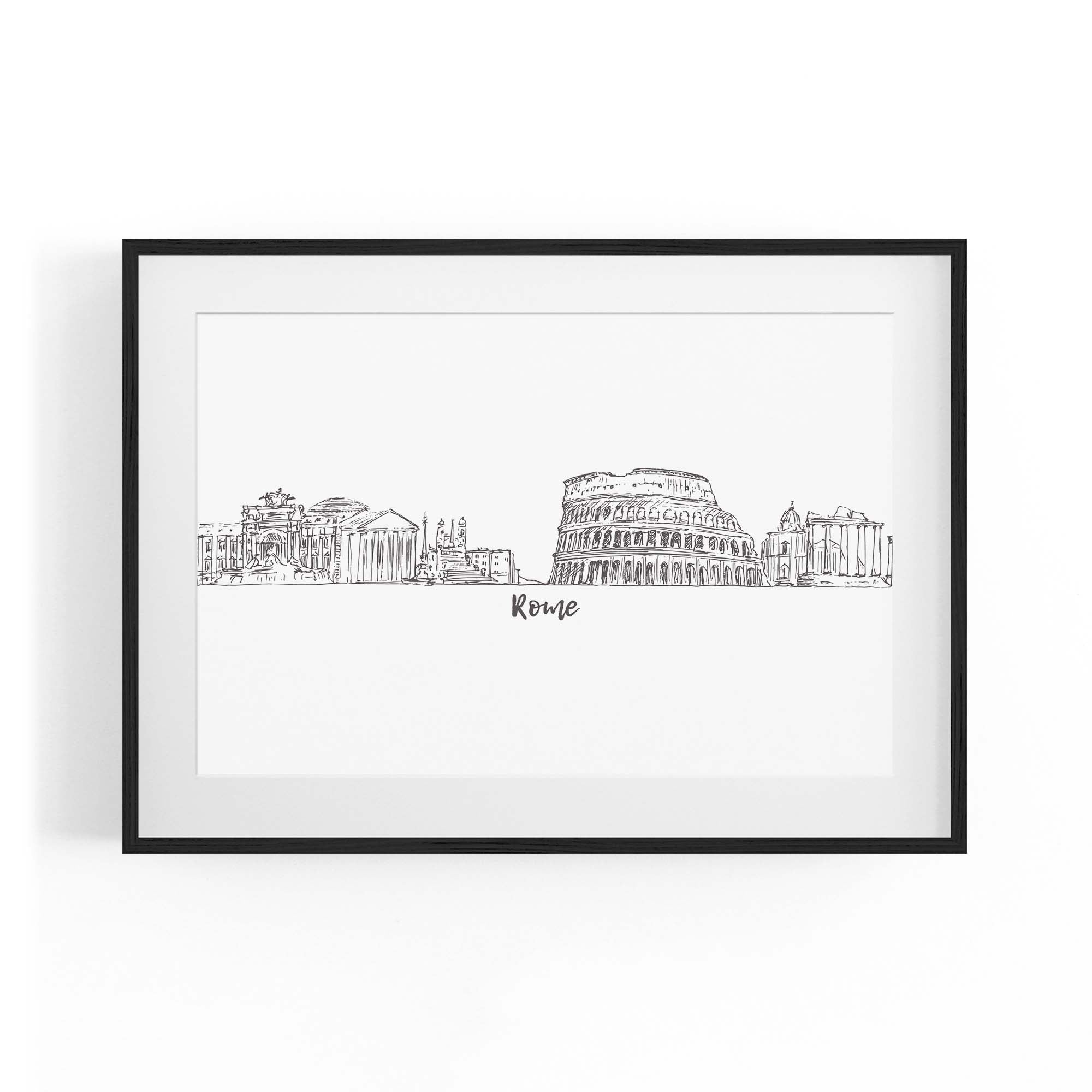 Rome Drawing Cityscape Minimtal Travel Wall Art