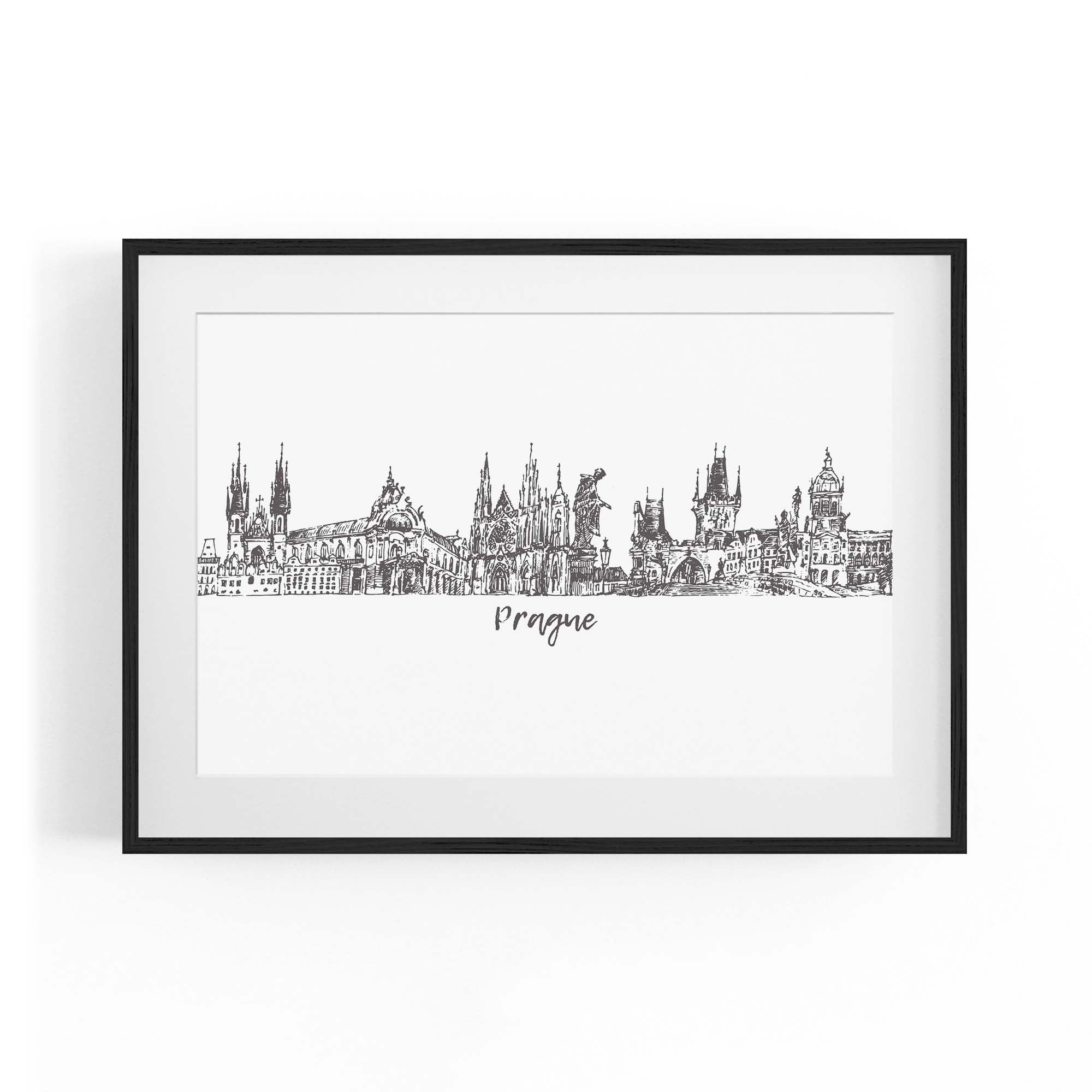 Prague Czech Cityscape Minimal Painting Wall Art #3