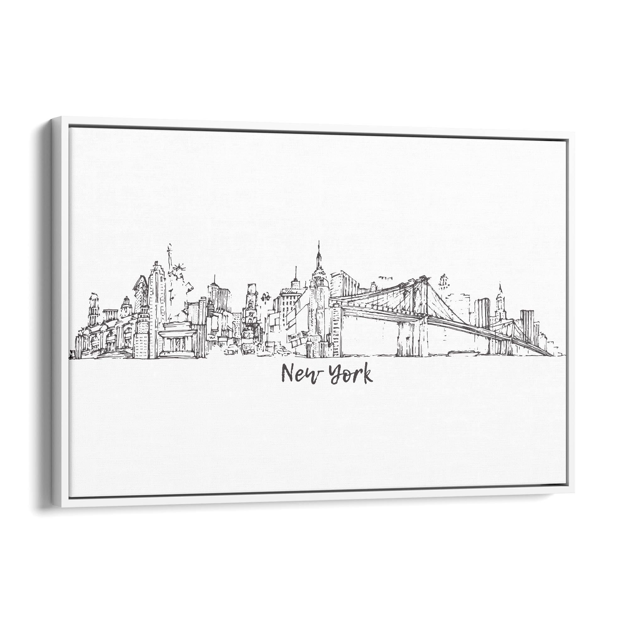 New York Cityscape Drawing Minimal Wall Art