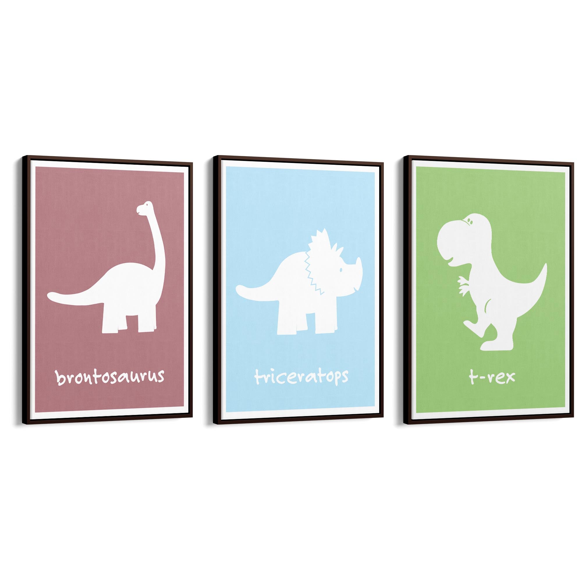 Set of Cartoon Dinosaur Nursery Bedroom Wall Art #2