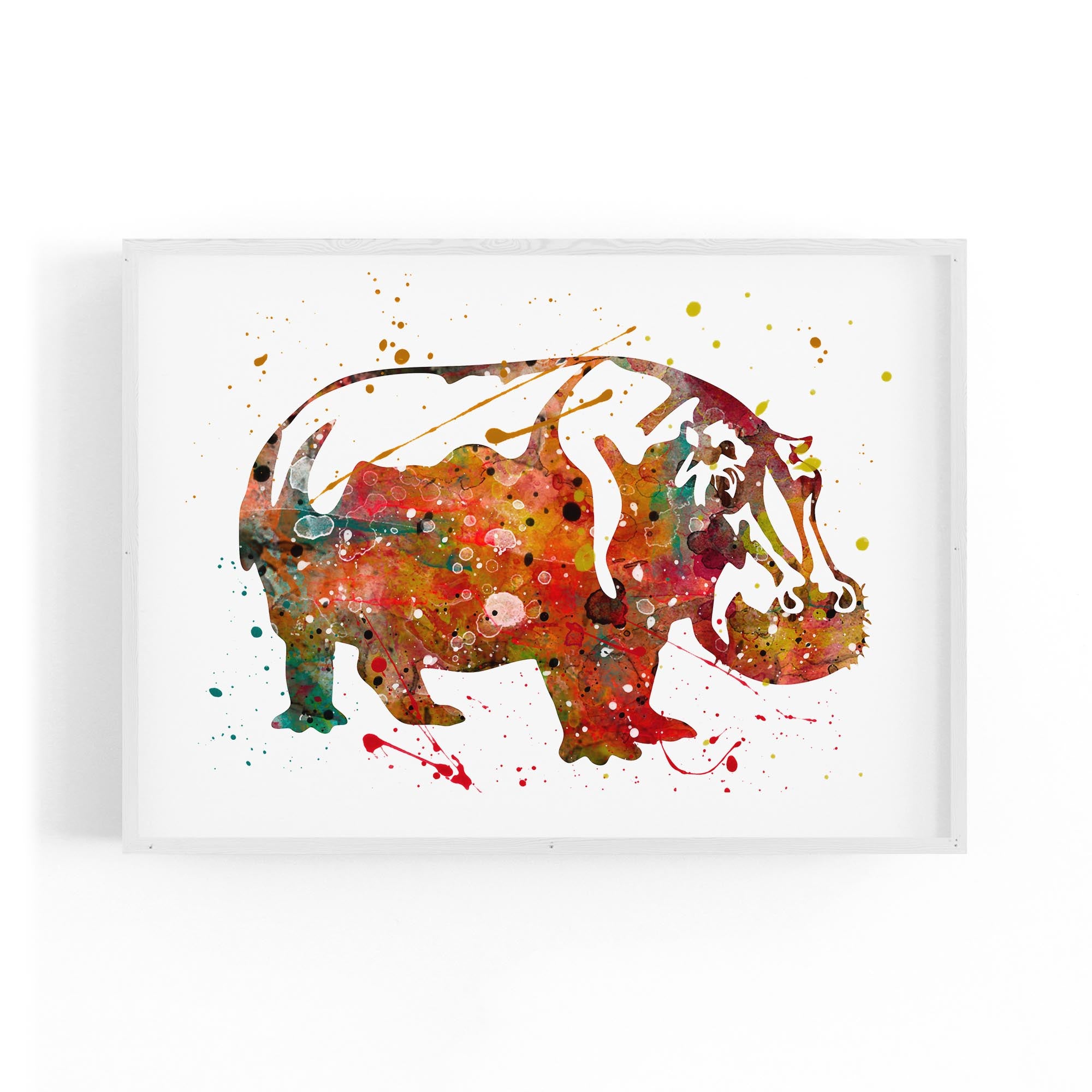 Watercolour Hippo Painting Animal Nursery Wall Art