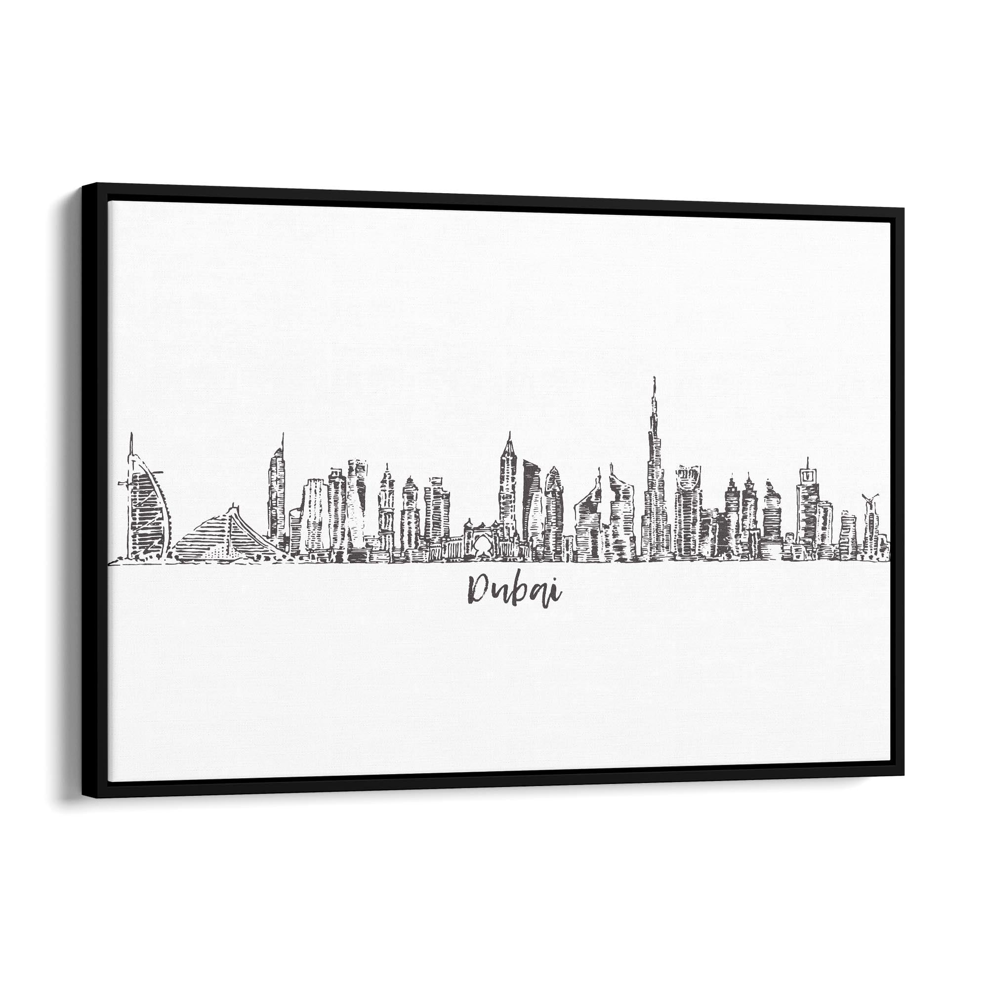 Dubai UAE Cityscape Drawing Minimal Wall Art