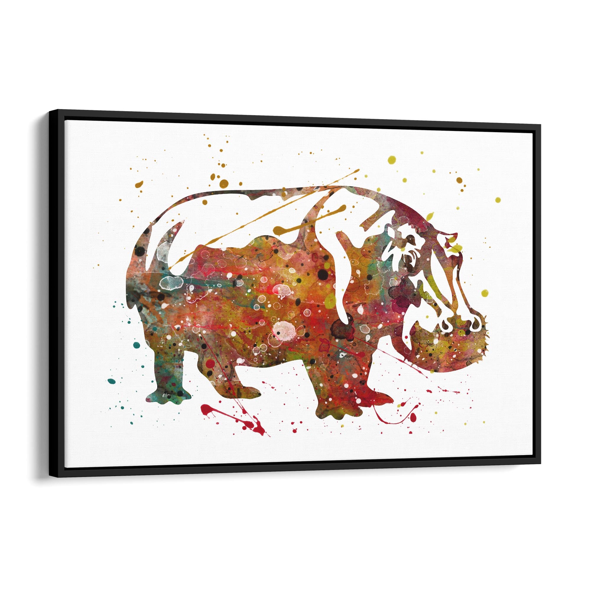 Watercolour Hippo Painting Animal Nursery Wall Art