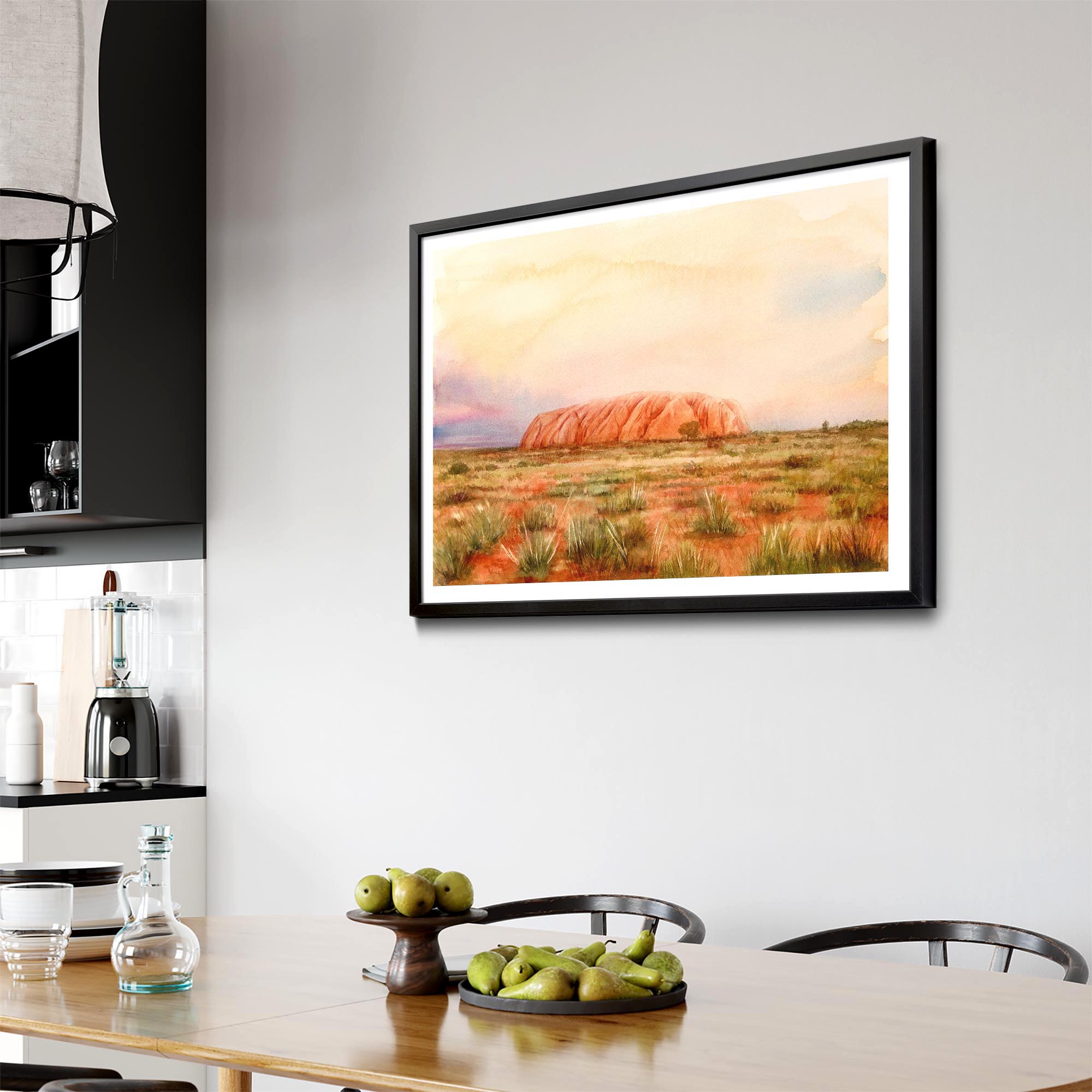 Uluru Watercolour Painting Australian Wall Art